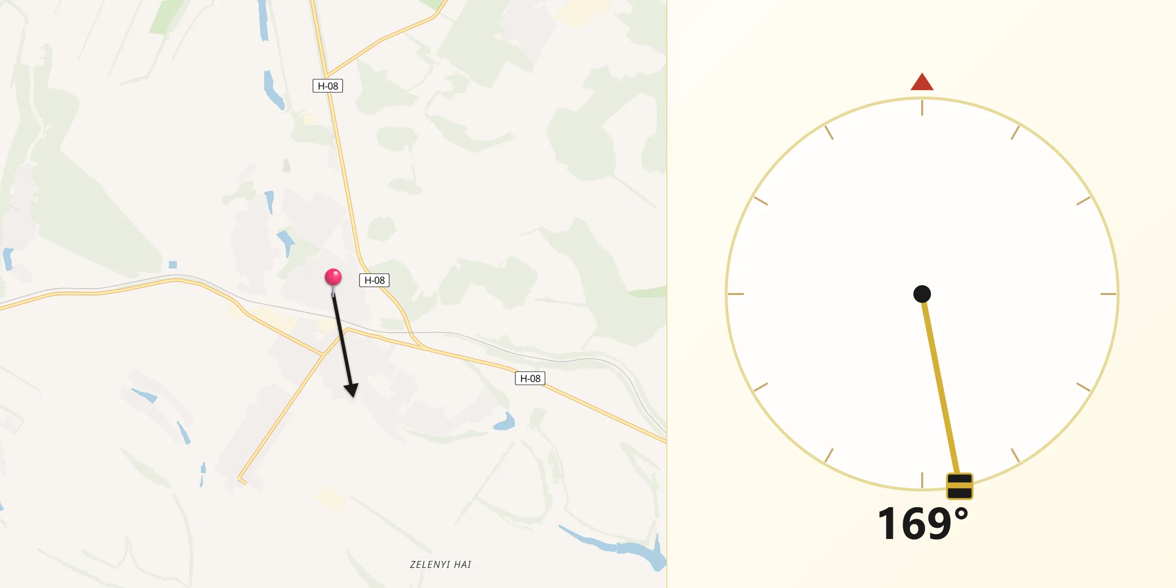 Направление Киблы из Novomykolayivka