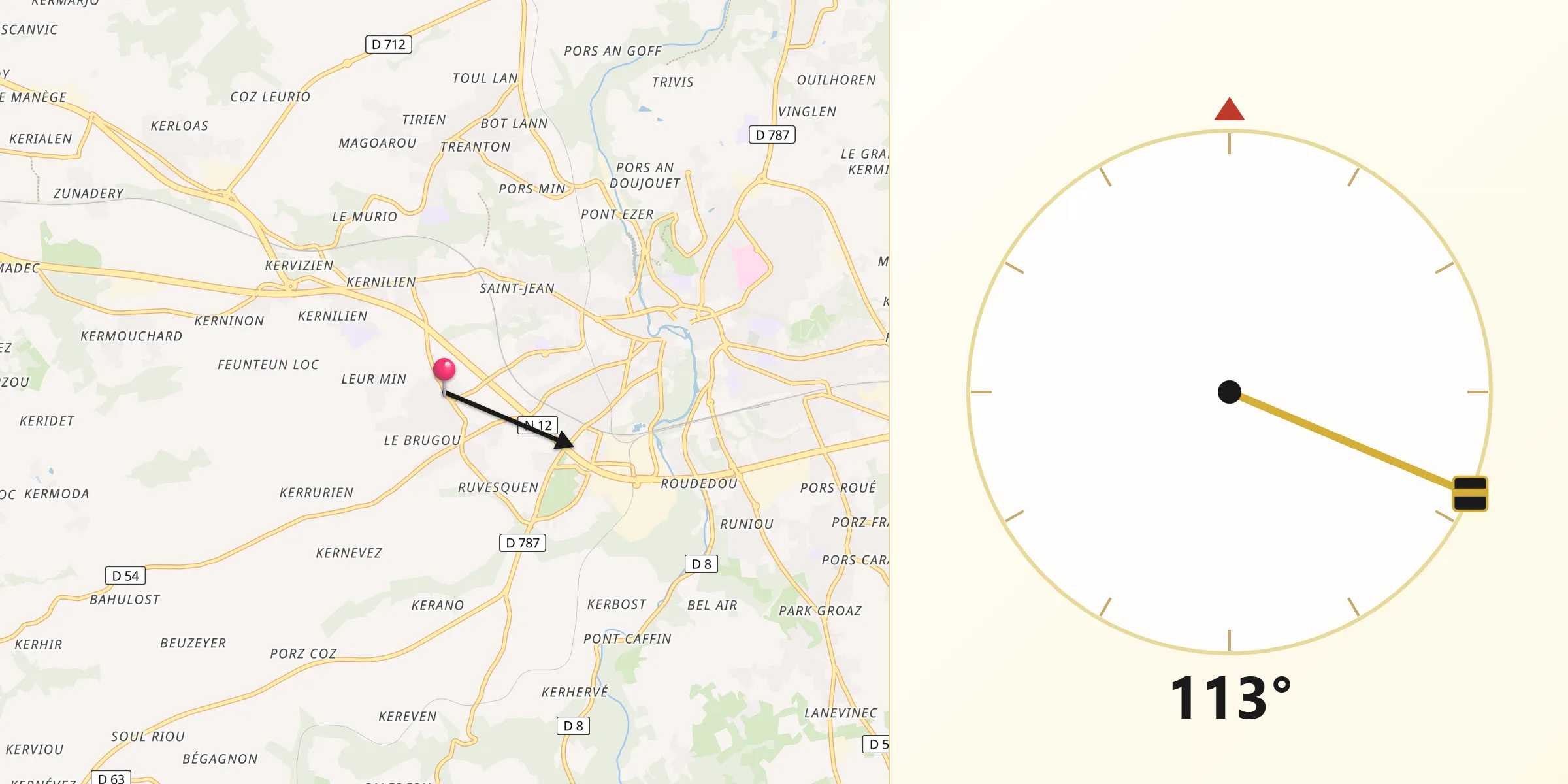 Direction vers la Qibla depuis Grâces