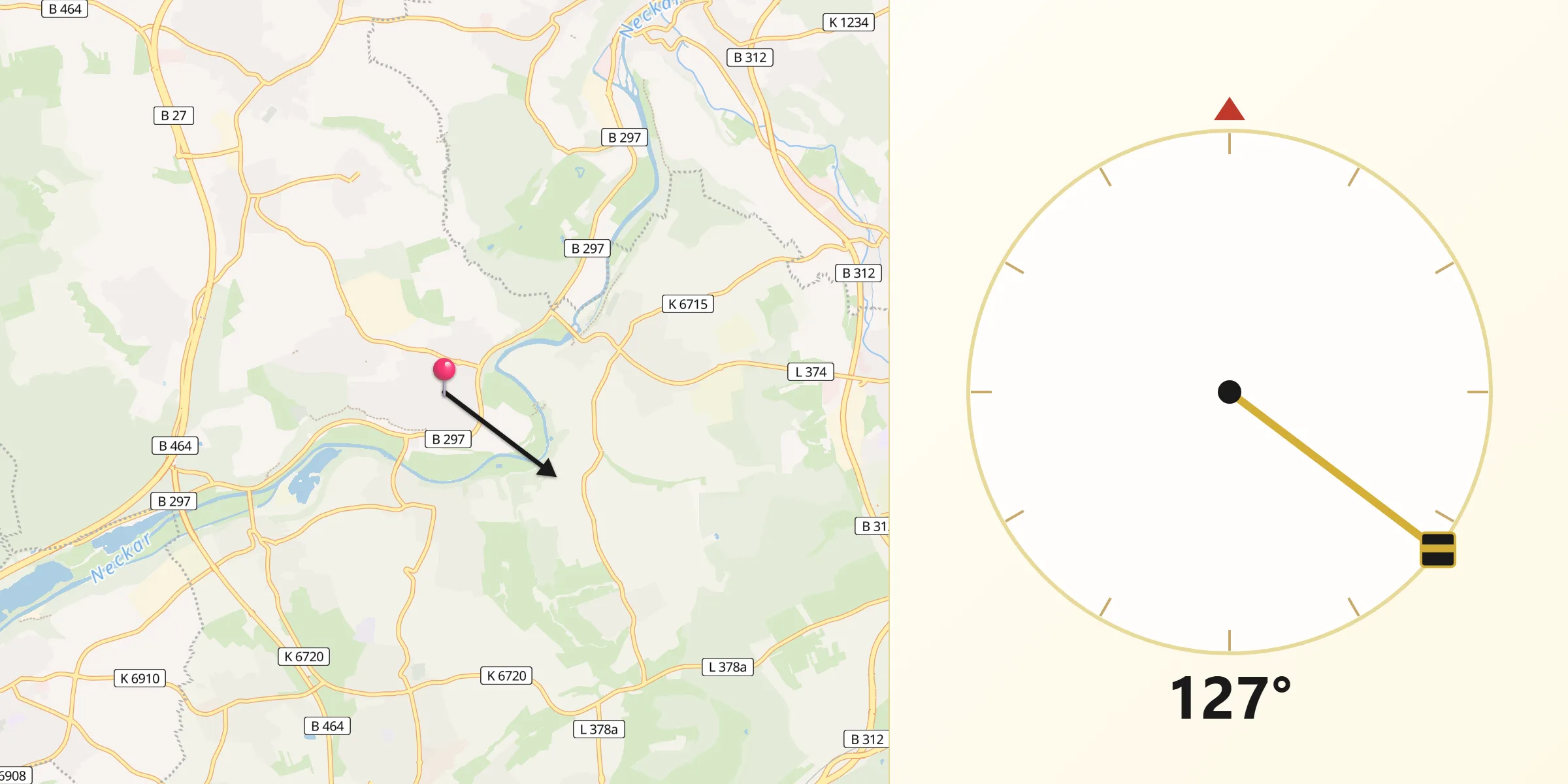 Qibla-Richtung von Pliezhausen