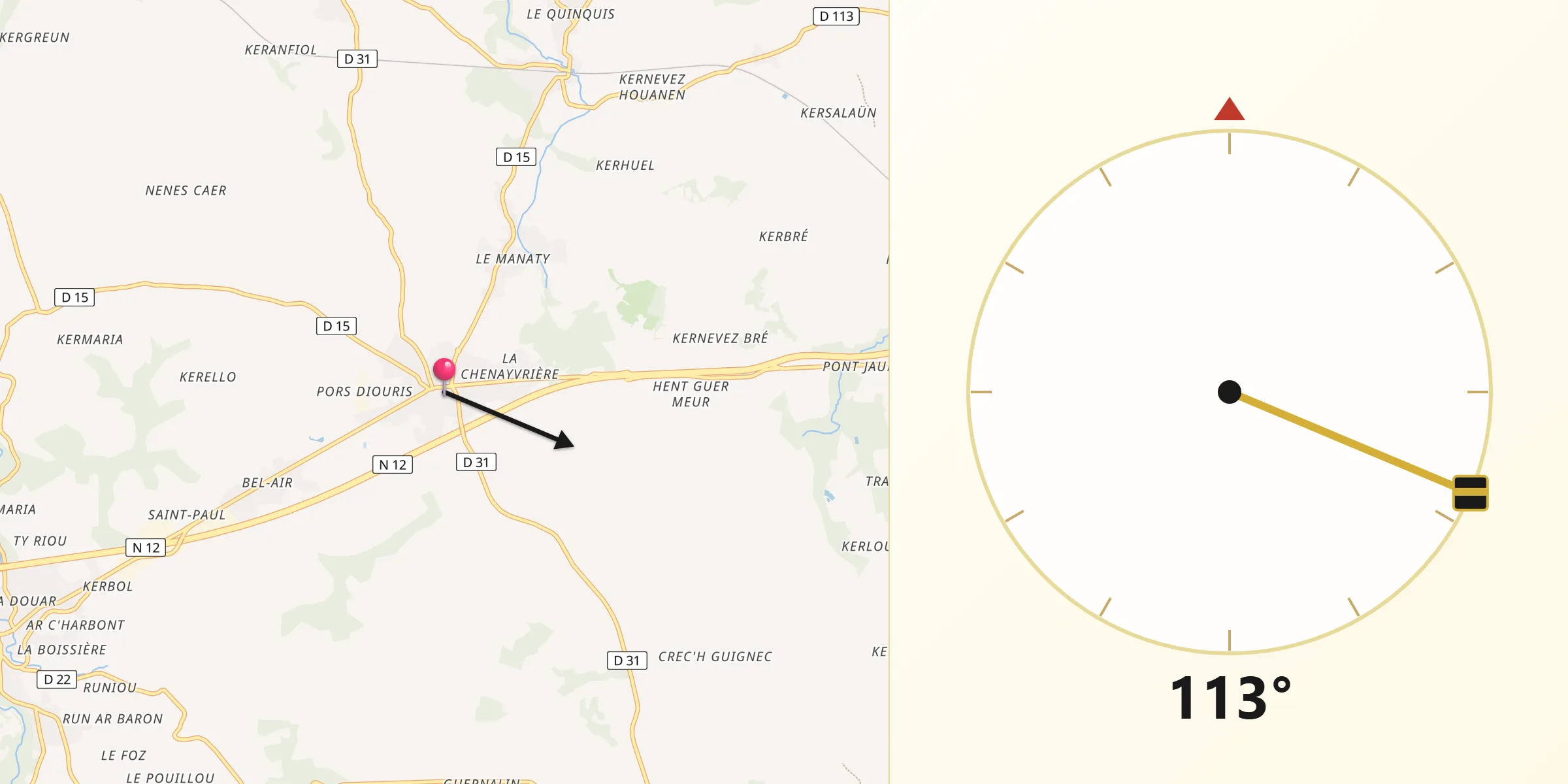 Direction vers la Qibla depuis Louargat