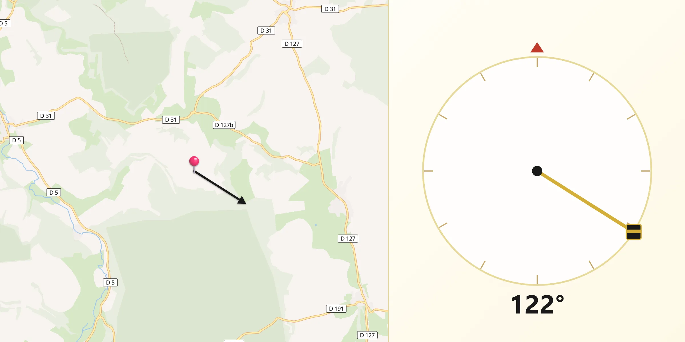 Direction vers la Qibla depuis Biencourt-sur-Orge