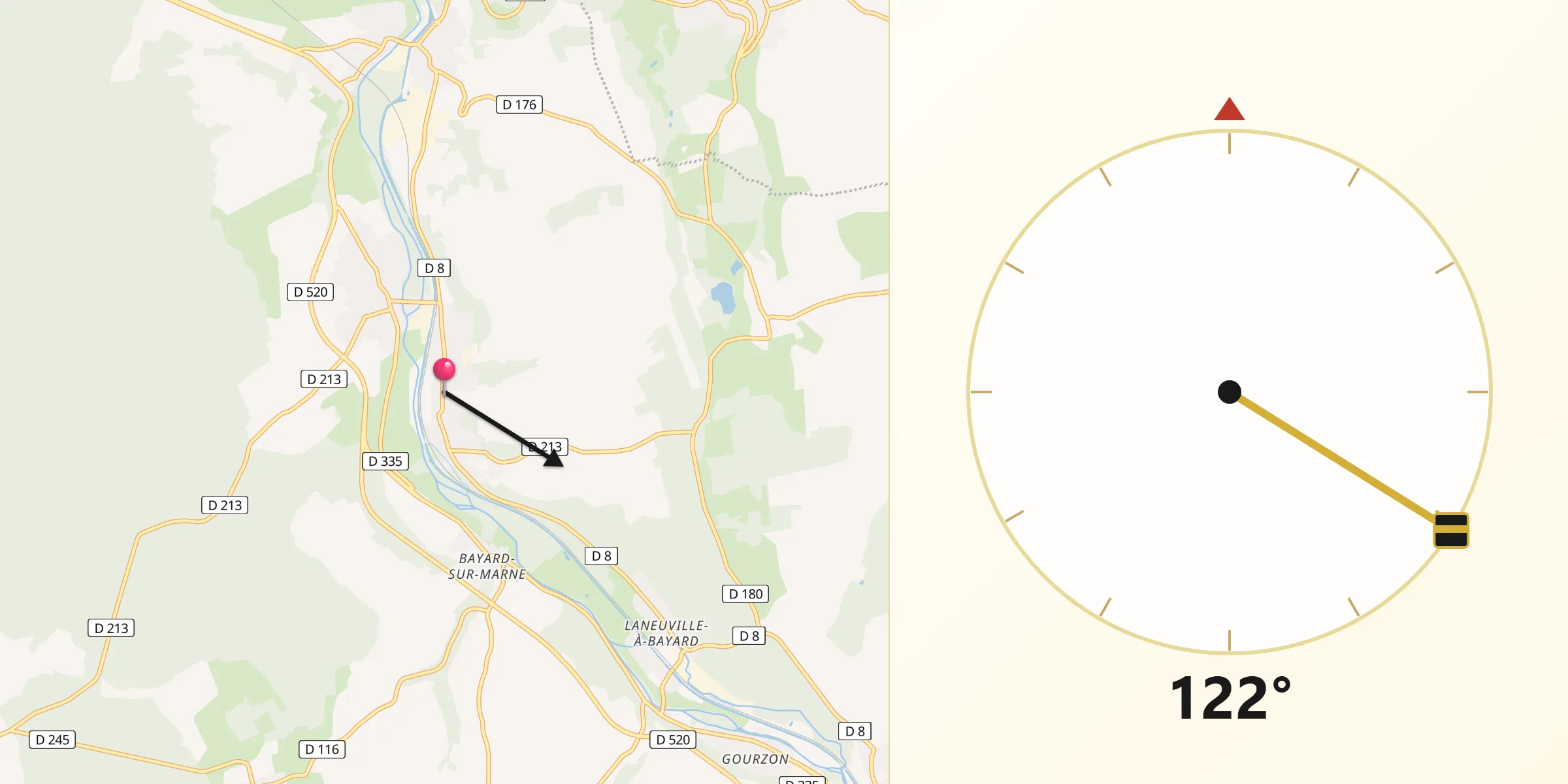 Direction vers la Qibla depuis Bienville