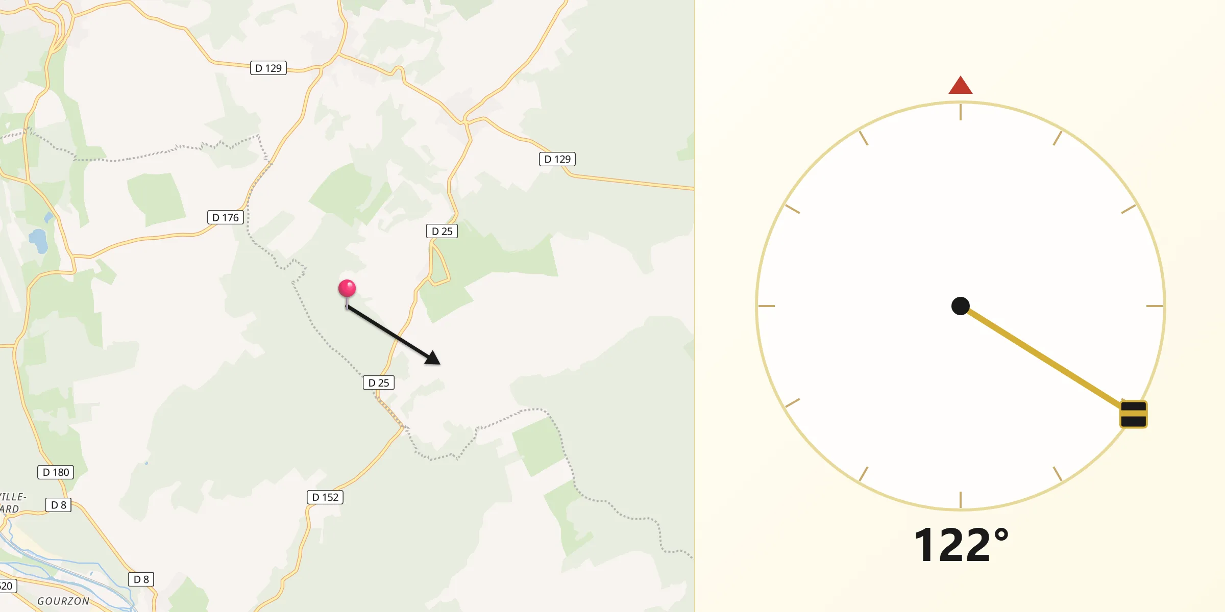 Direction vers la Qibla depuis Brauvilliers