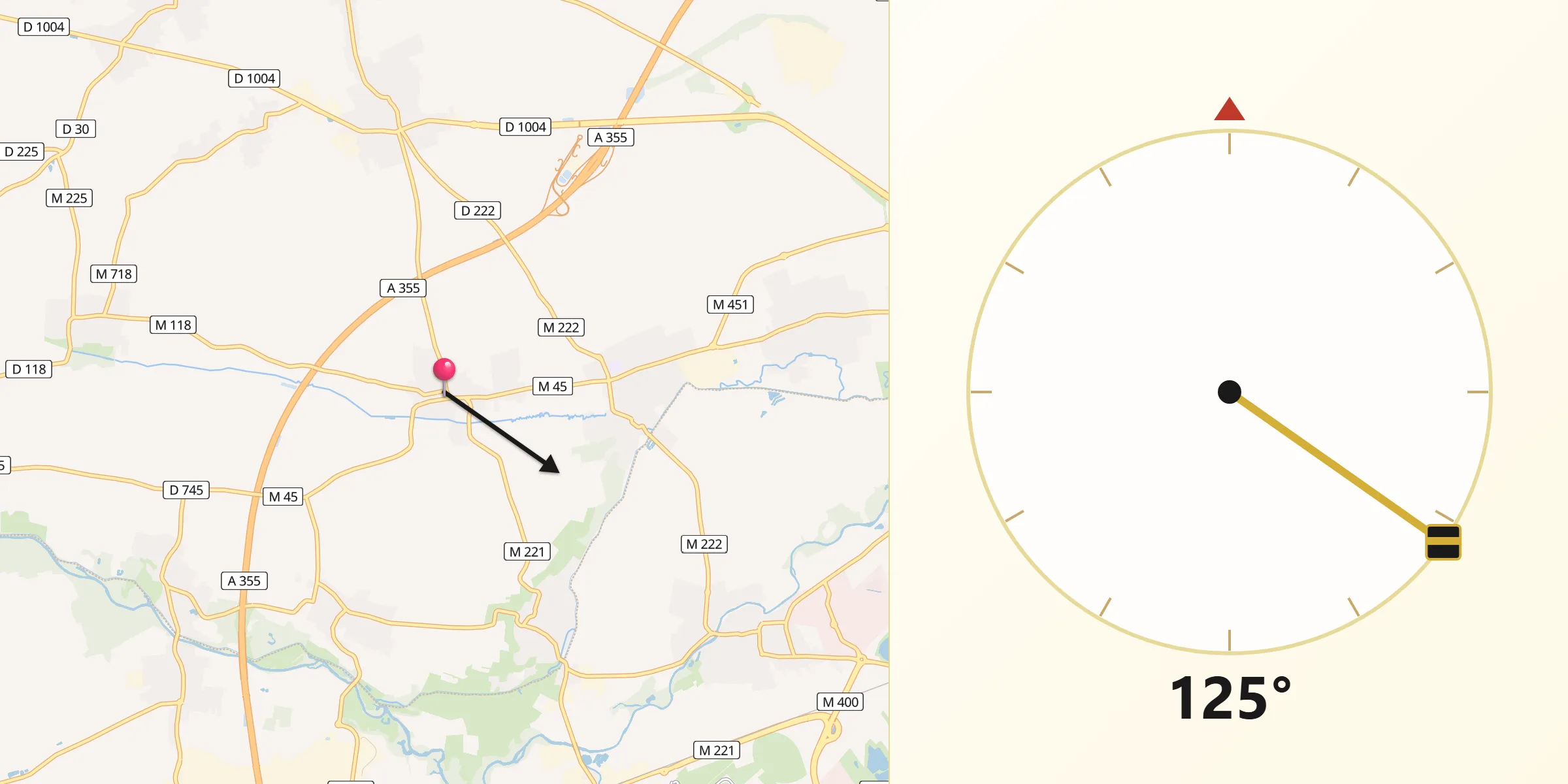 Direction vers la Qibla depuis Breuschwickersheim