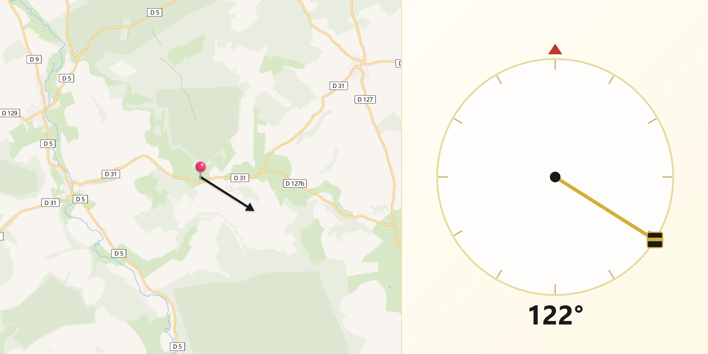 Direction vers la Qibla depuis Couvertpuis