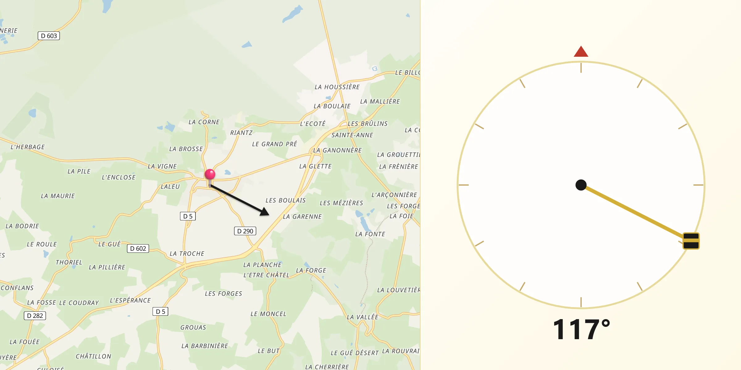 Direction vers la Qibla depuis Tourouvre
