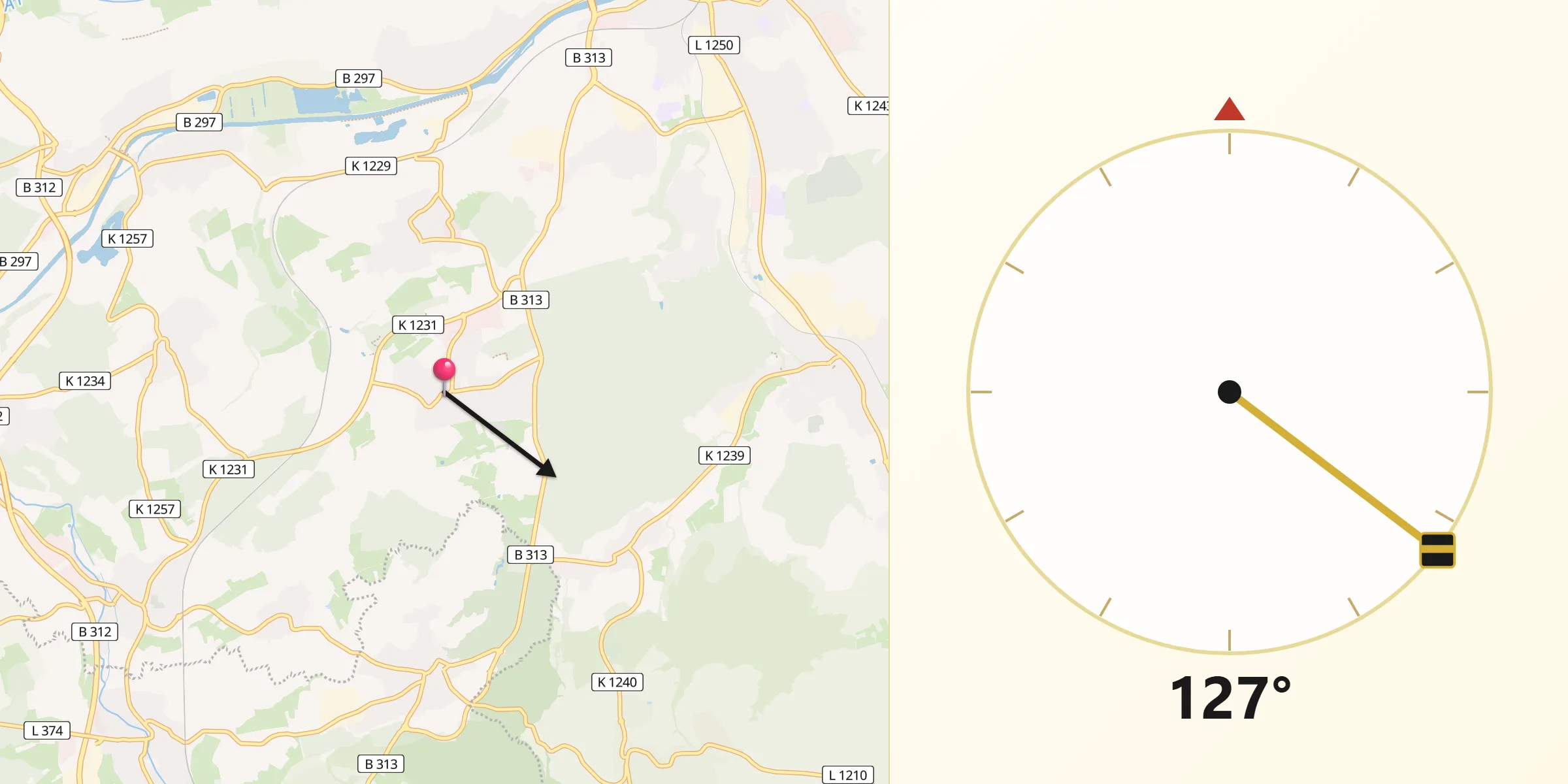 Qibla-Richtung von Großbettlingen