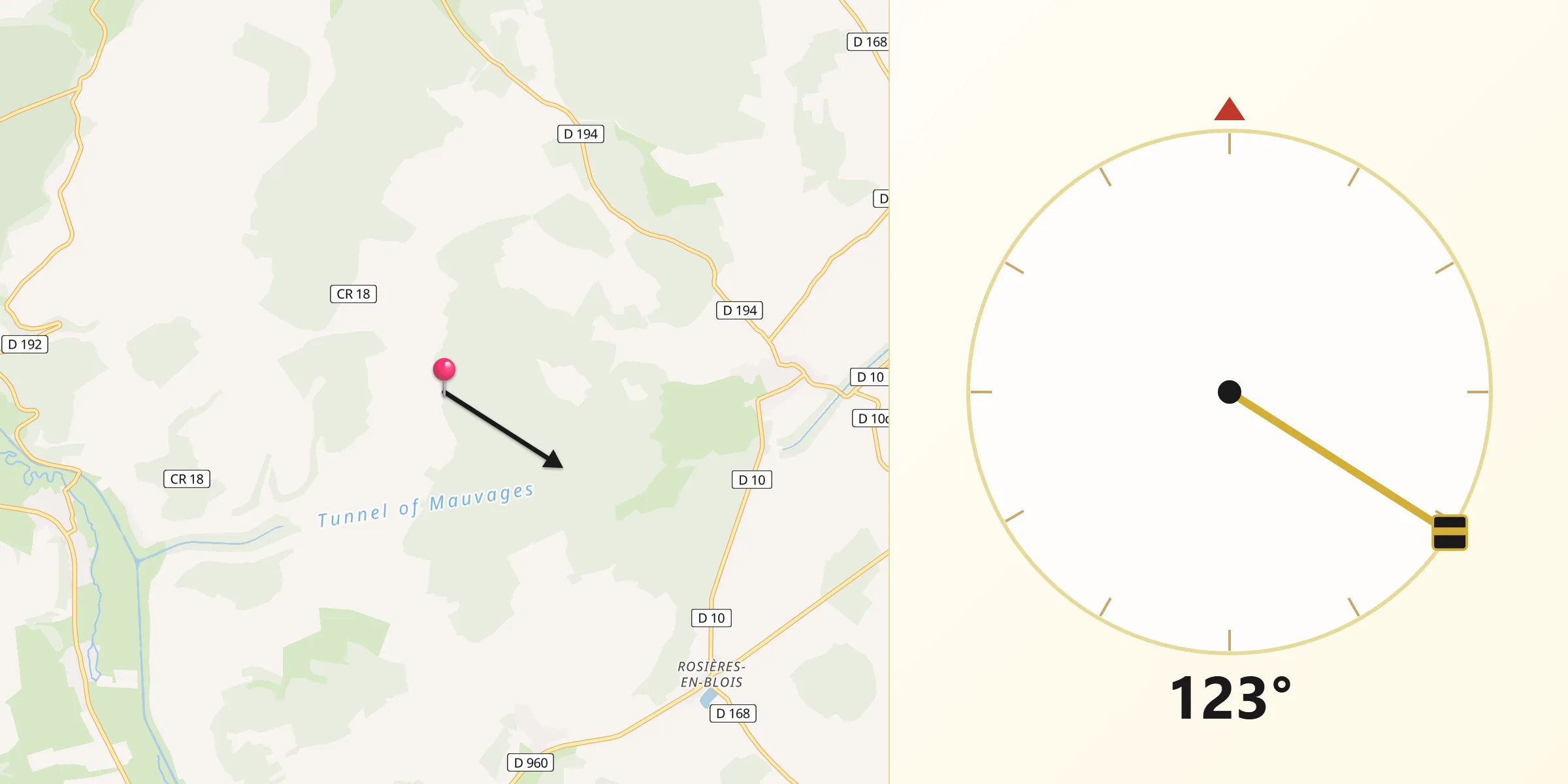 Direction vers la Qibla depuis Mauvages
