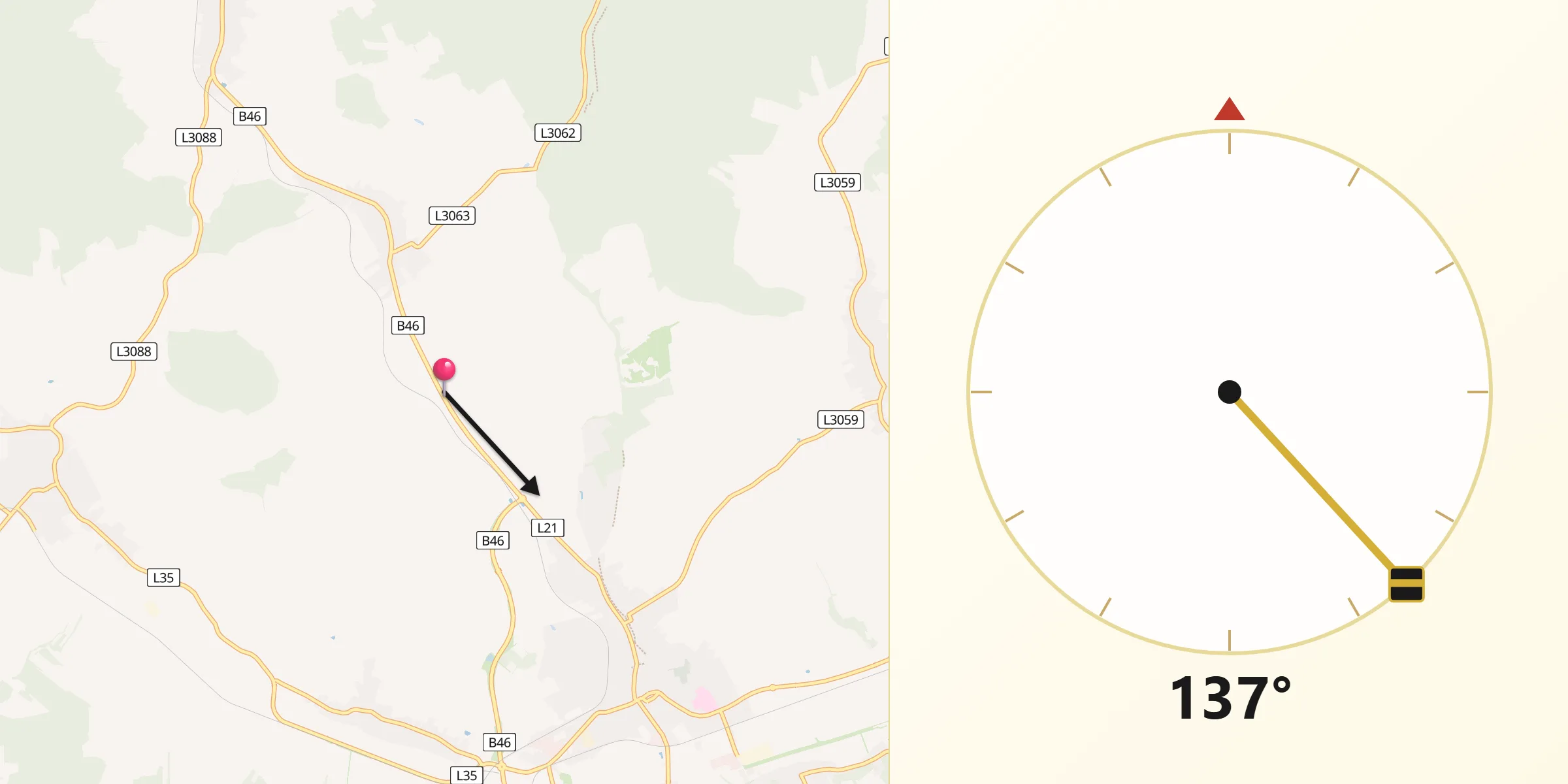 Qibla-Richtung von Politischer Bezirk Mistelbach