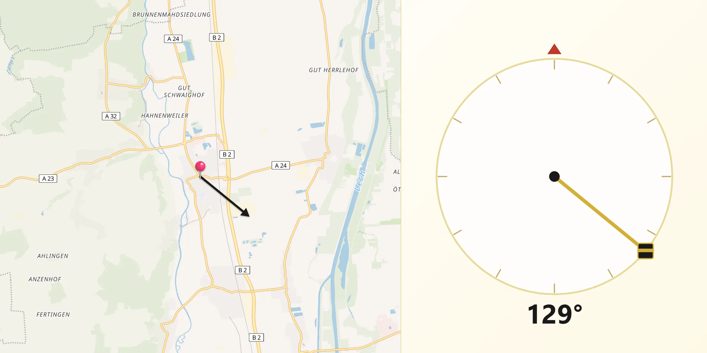 Qibla-Richtung von Nordendorf
