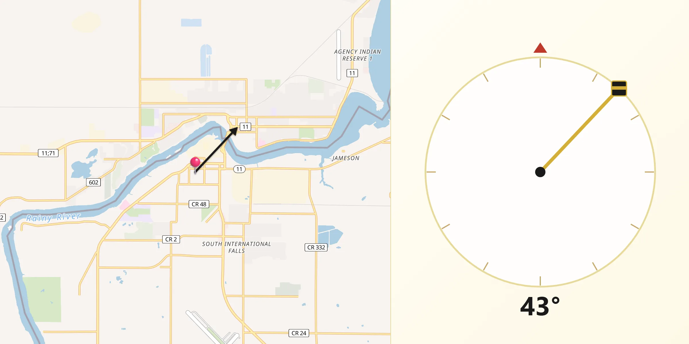 Qibla Direction from International Falls
