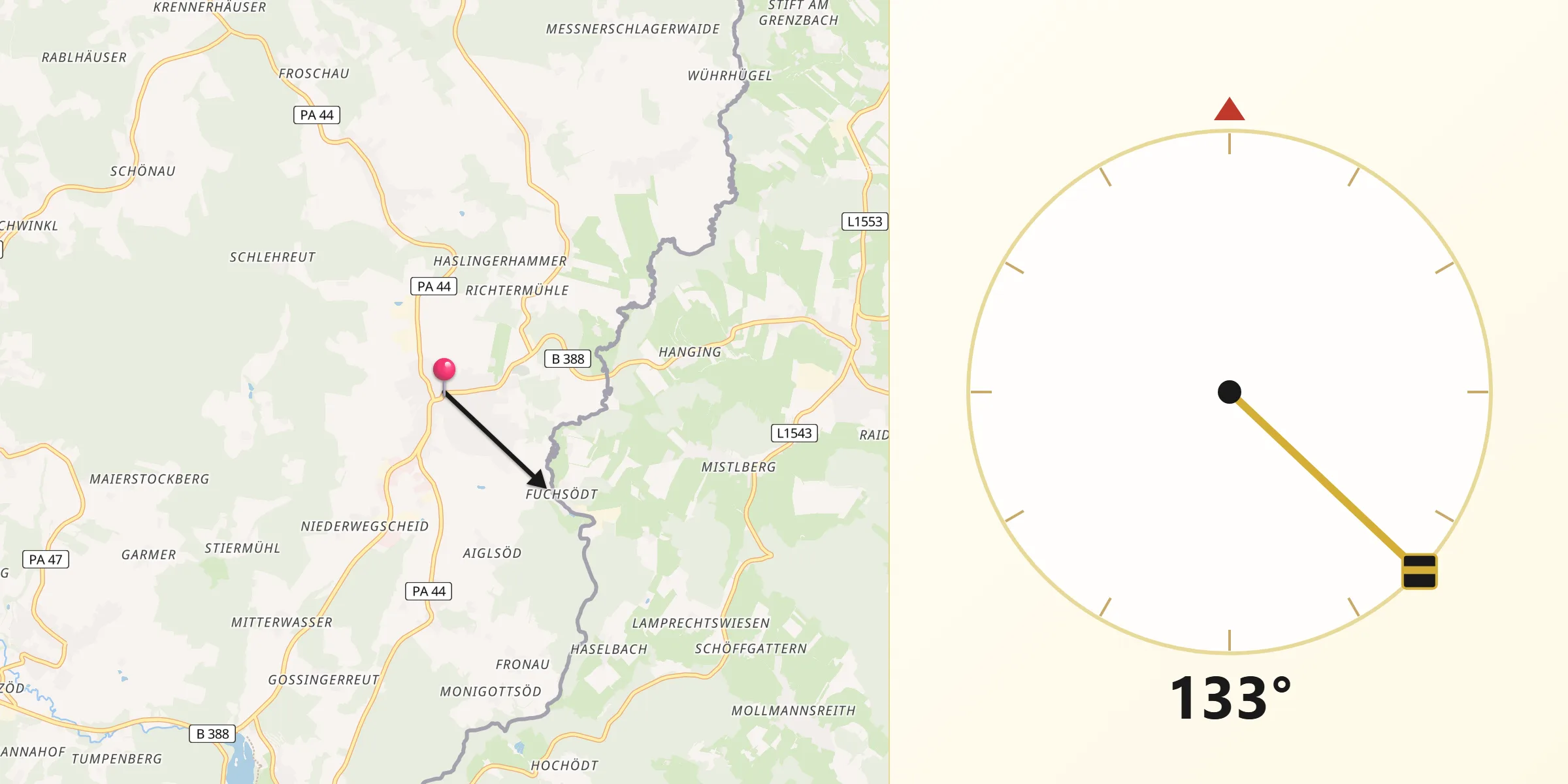Qibla-Richtung von Wegscheid