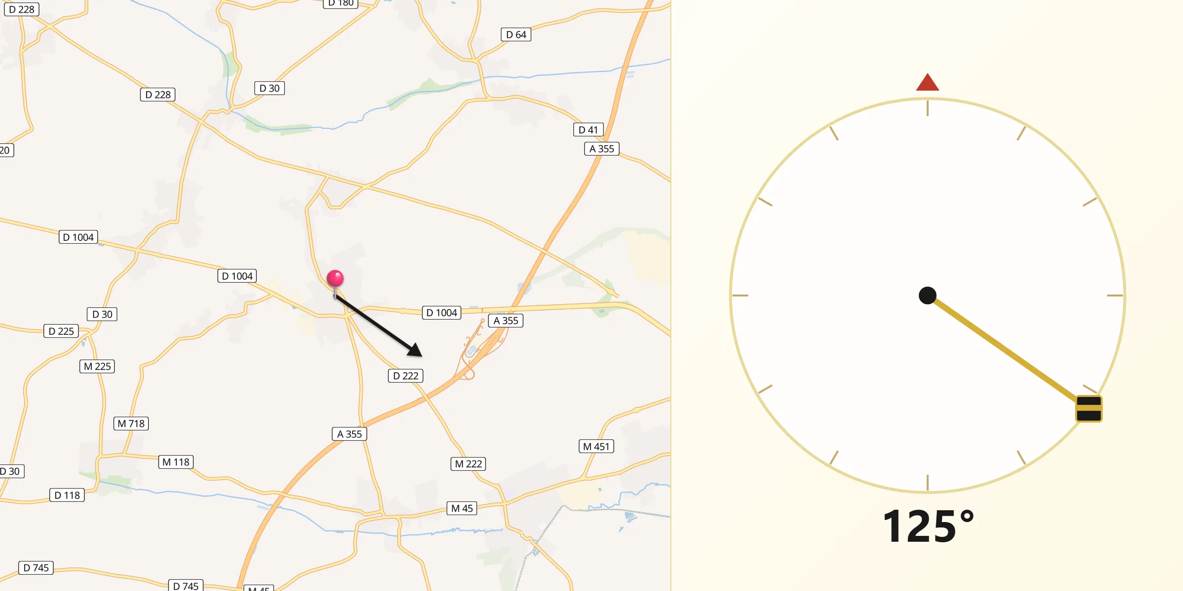 Direction vers la Qibla depuis Ittenheim