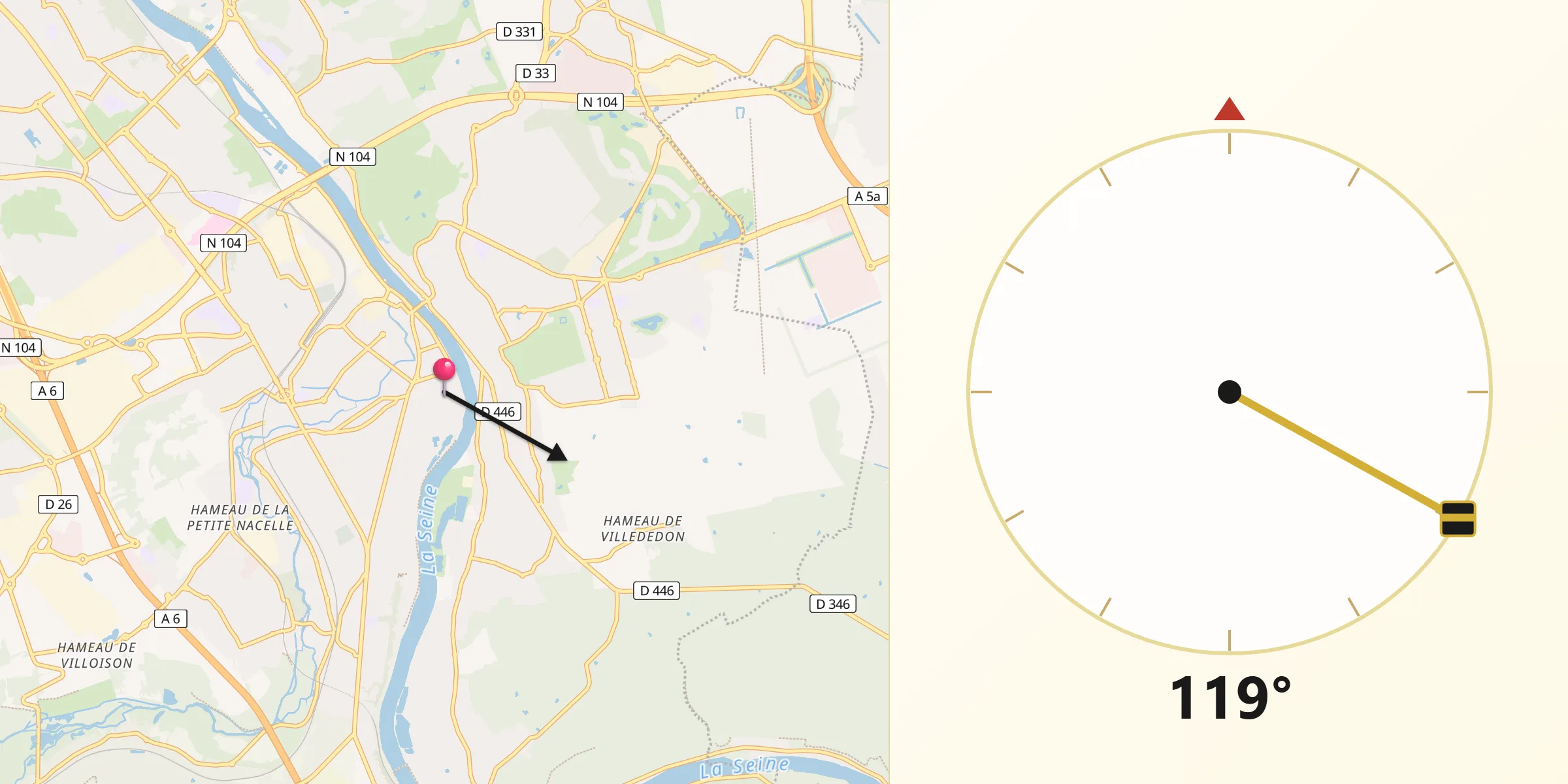 Direction vers la Qibla depuis Corbeil-Essonnes