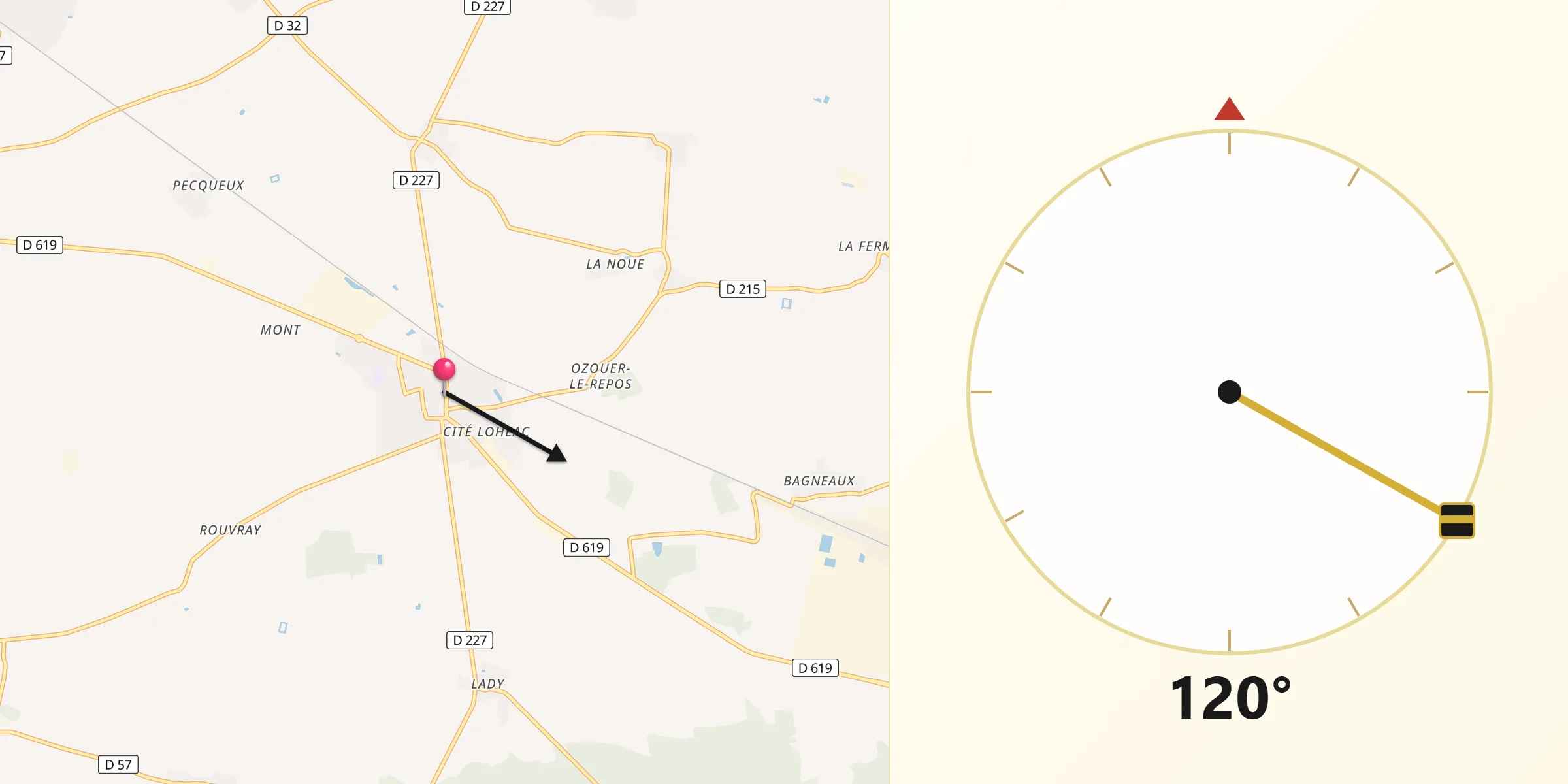 Direction vers la Qibla depuis Mormant