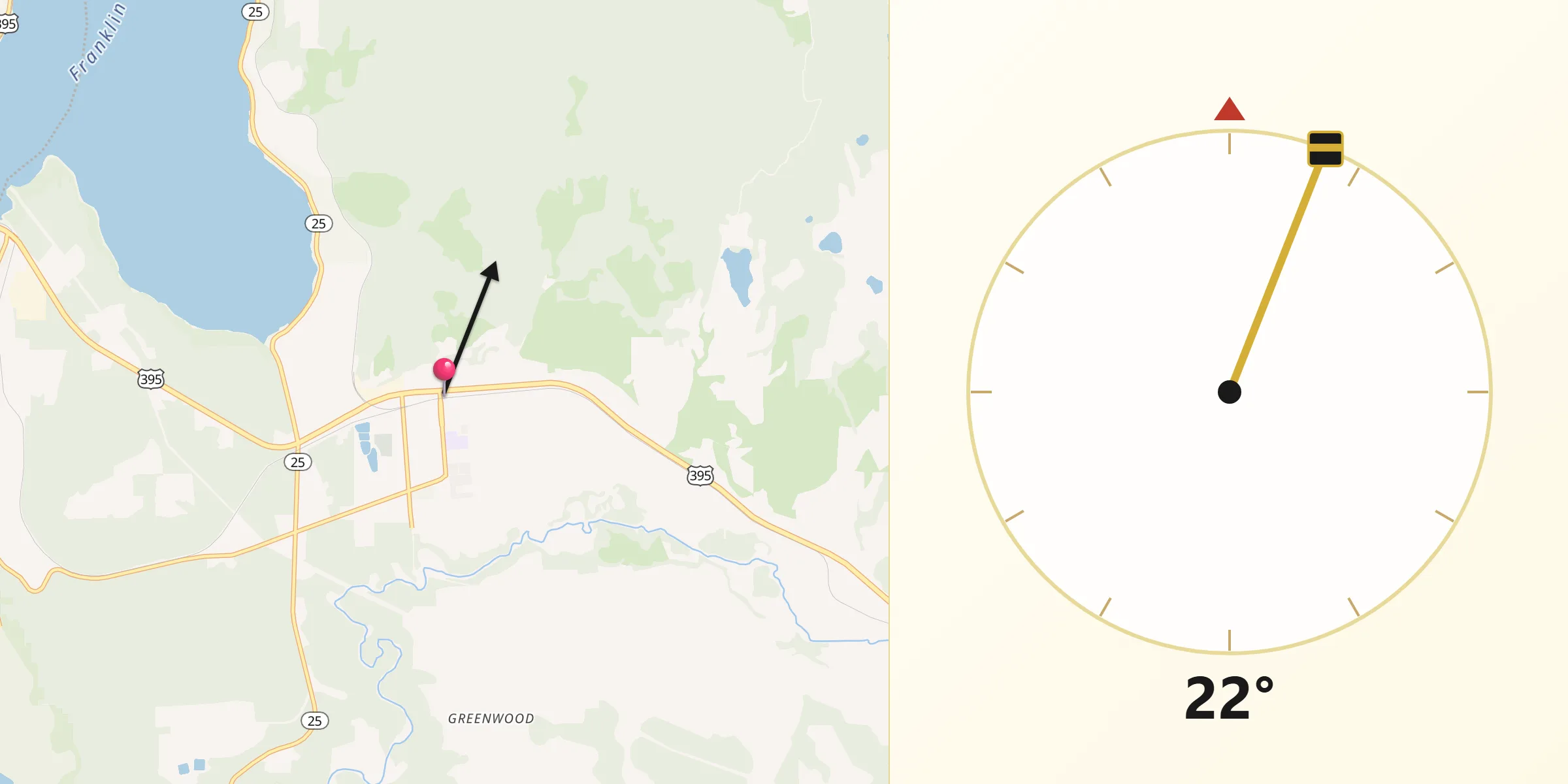 Qibla Direction from Kettle Falls