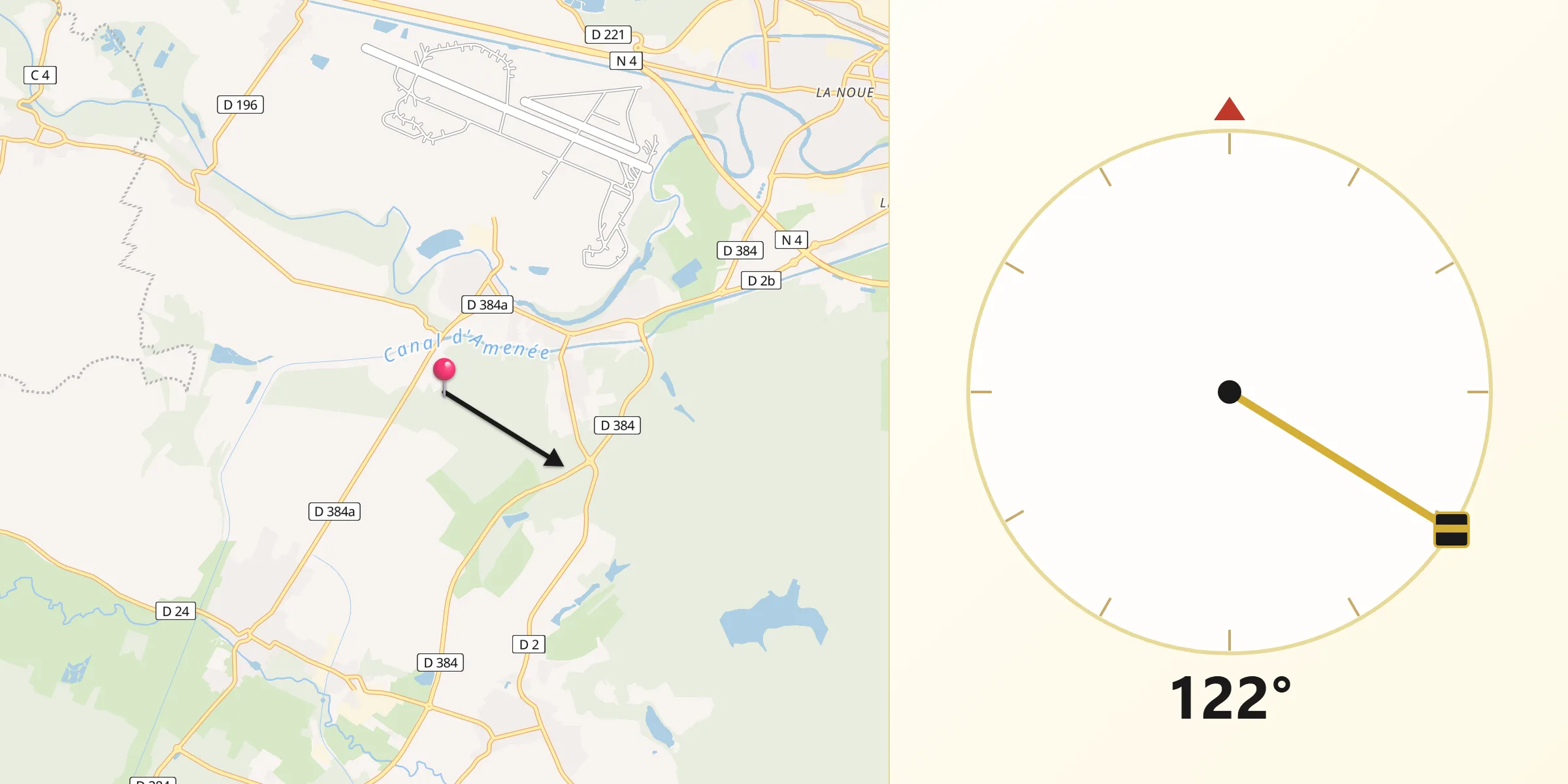 Direction vers la Qibla depuis Valcourt