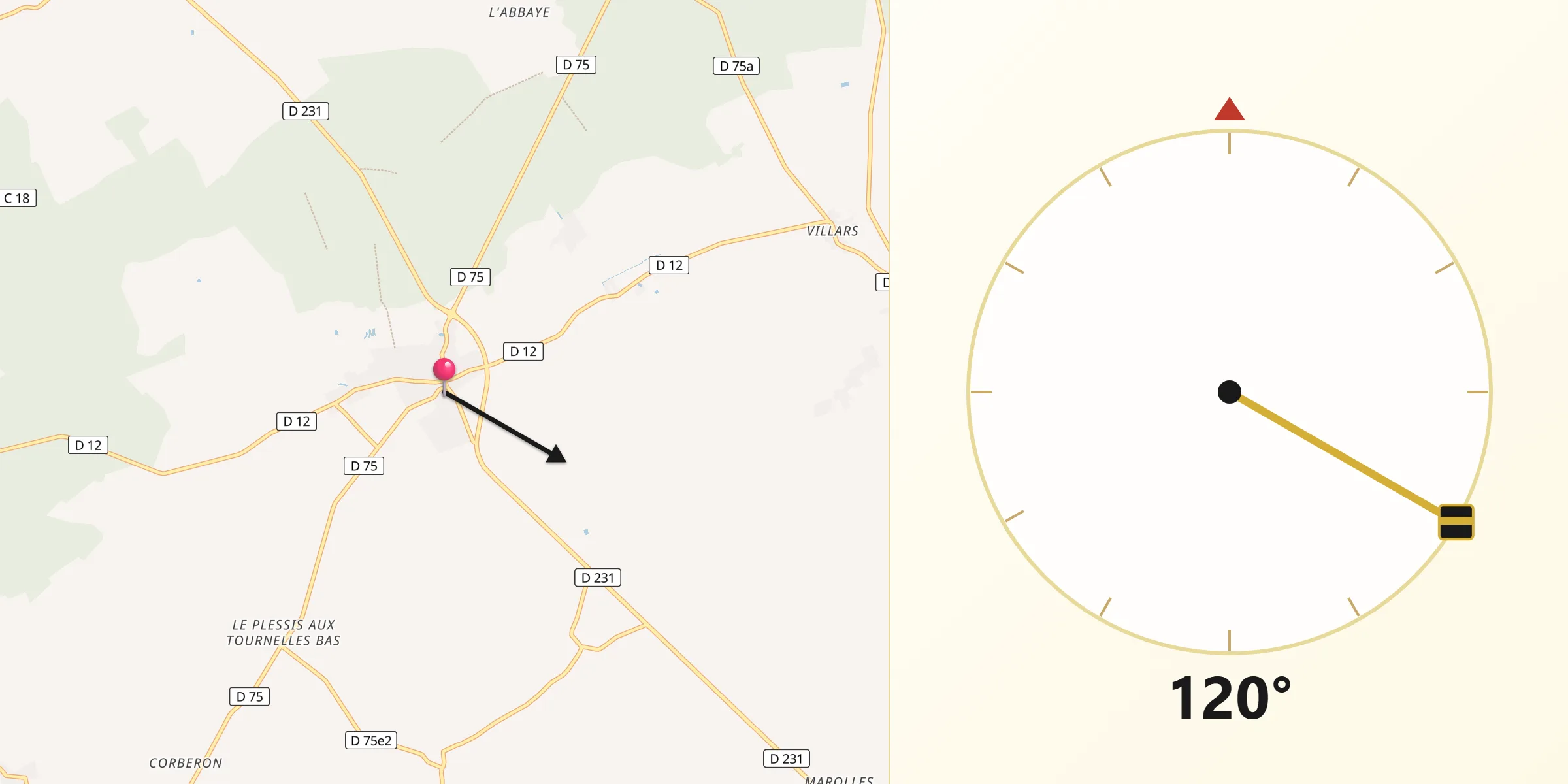 Direction vers la Qibla depuis Chenoise
