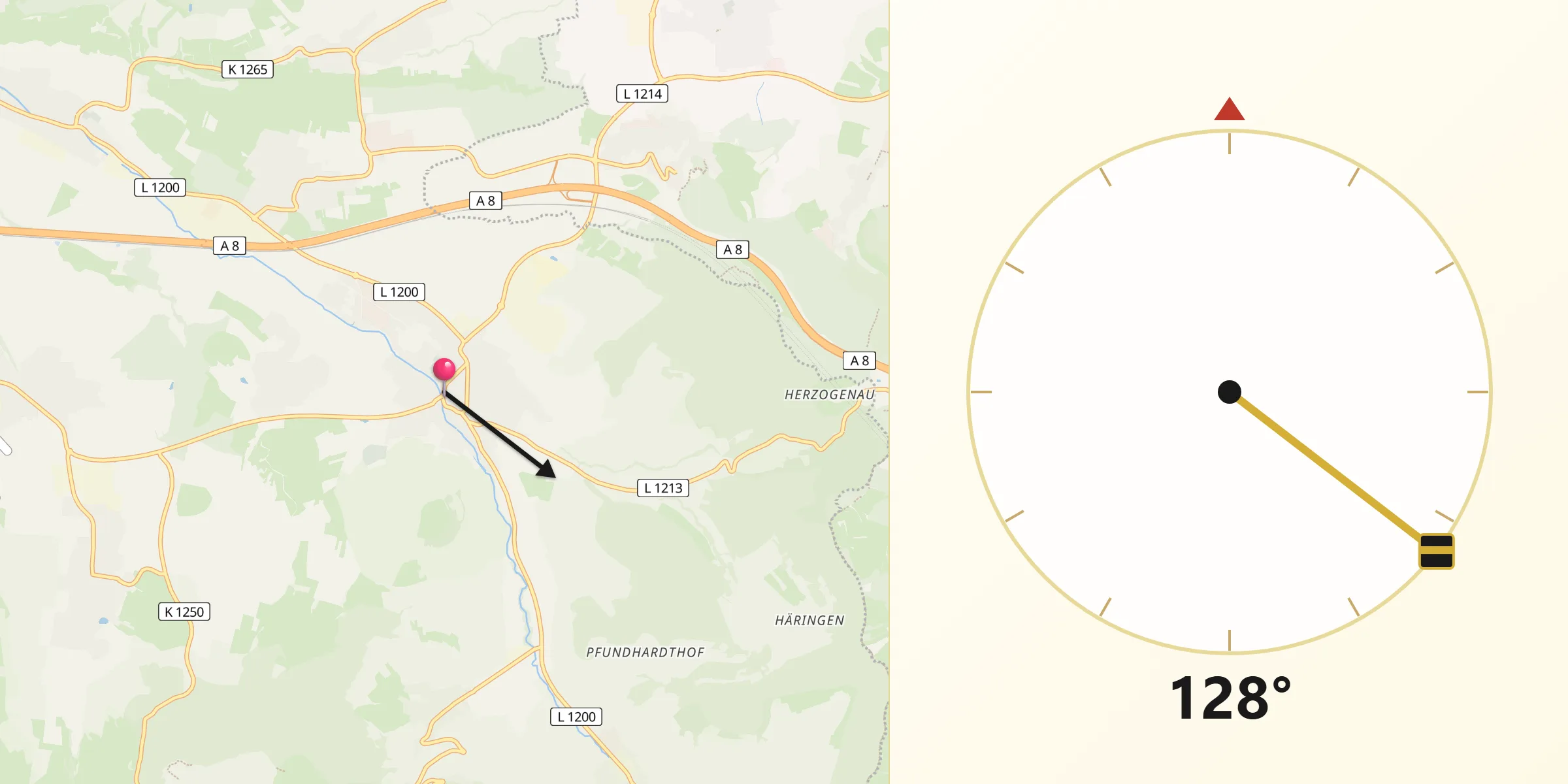 Qibla-Richtung von Weilheim an der Teck