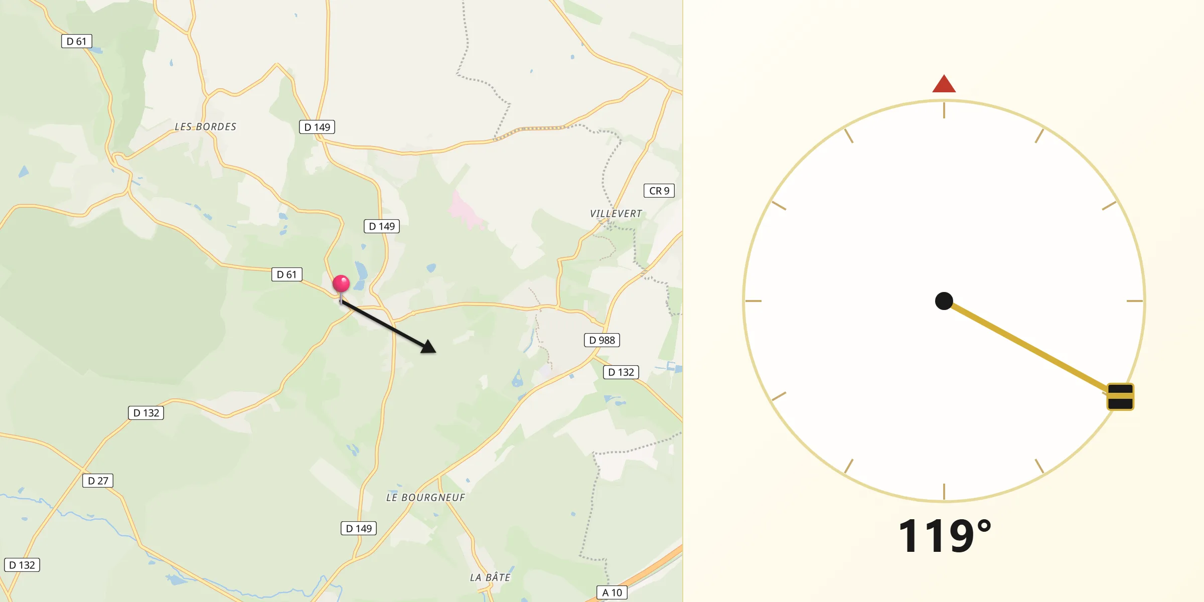 Direction vers la Qibla depuis Bullion