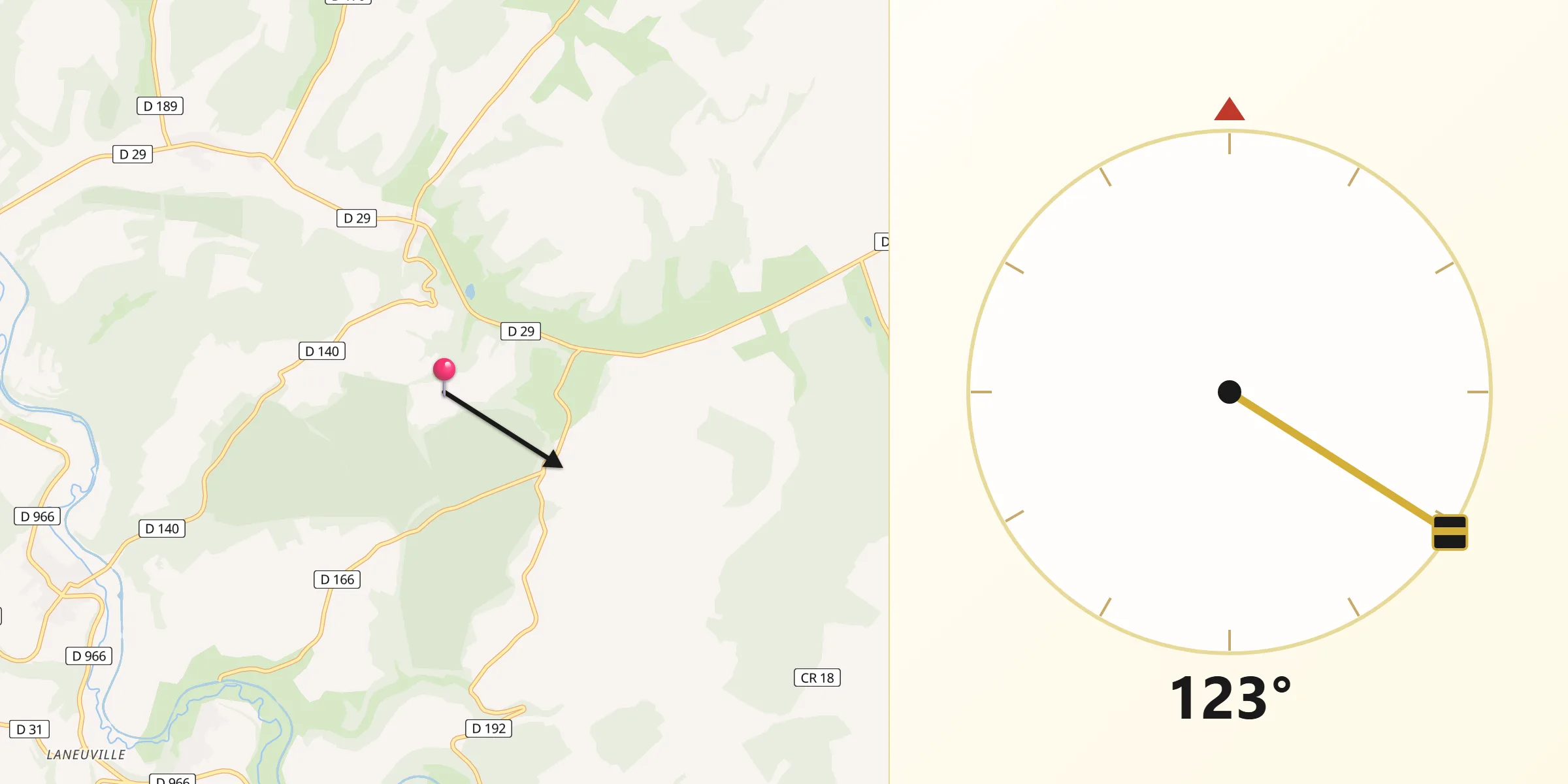 Direction vers la Qibla depuis Reffroy