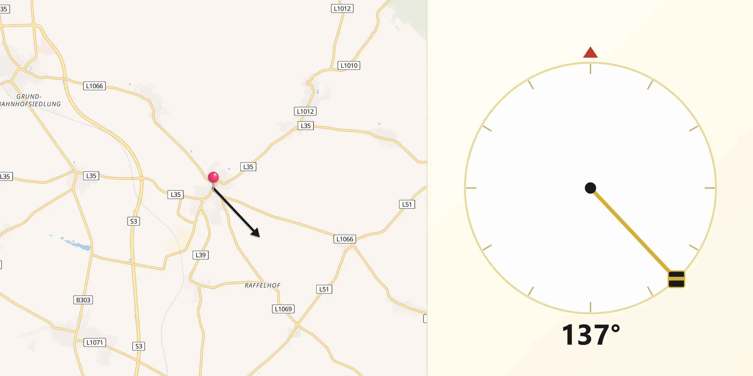Qibla-Richtung von Wullersdorf