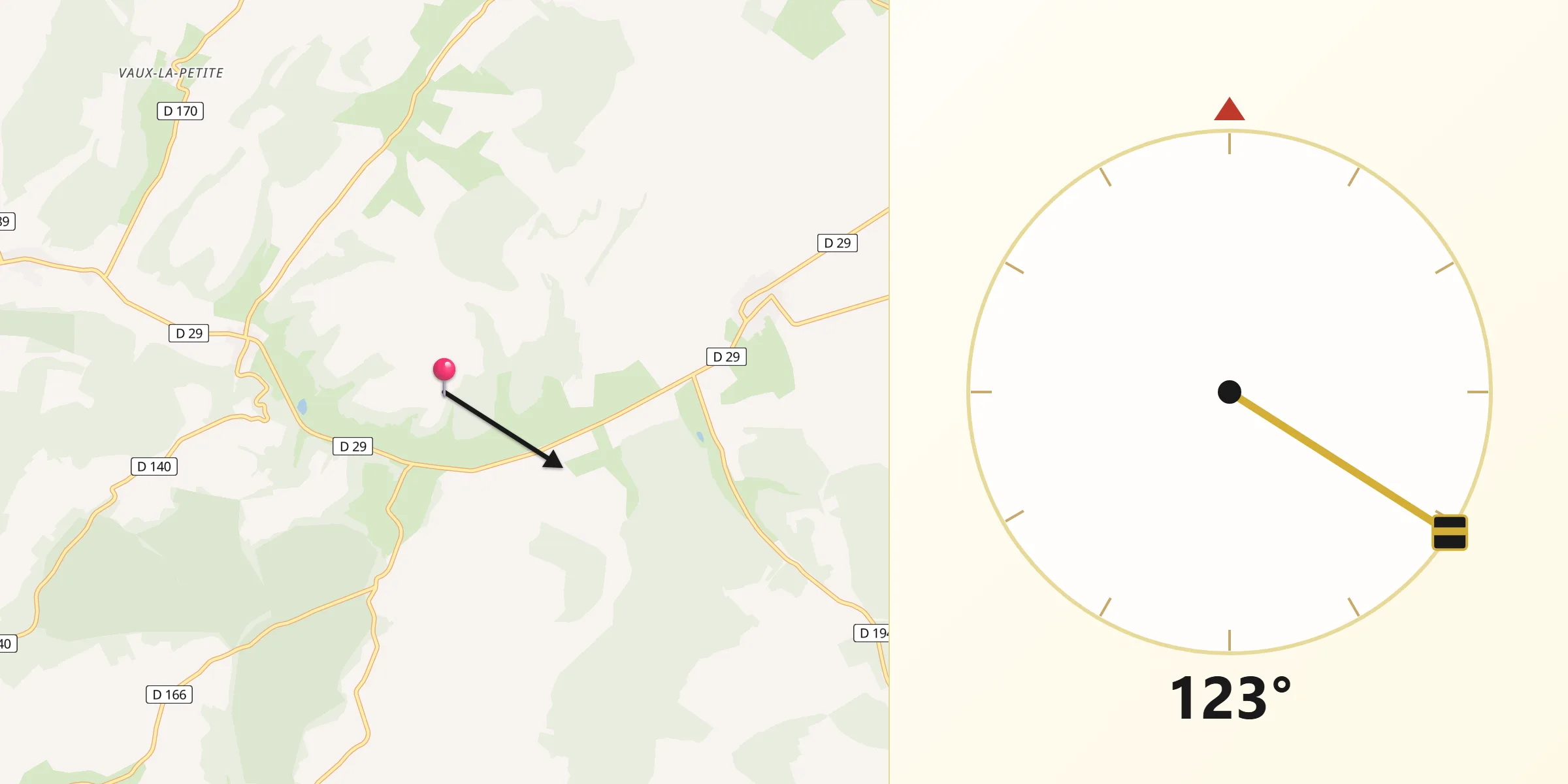 Direction vers la Qibla depuis Bovée-sur-Barboure