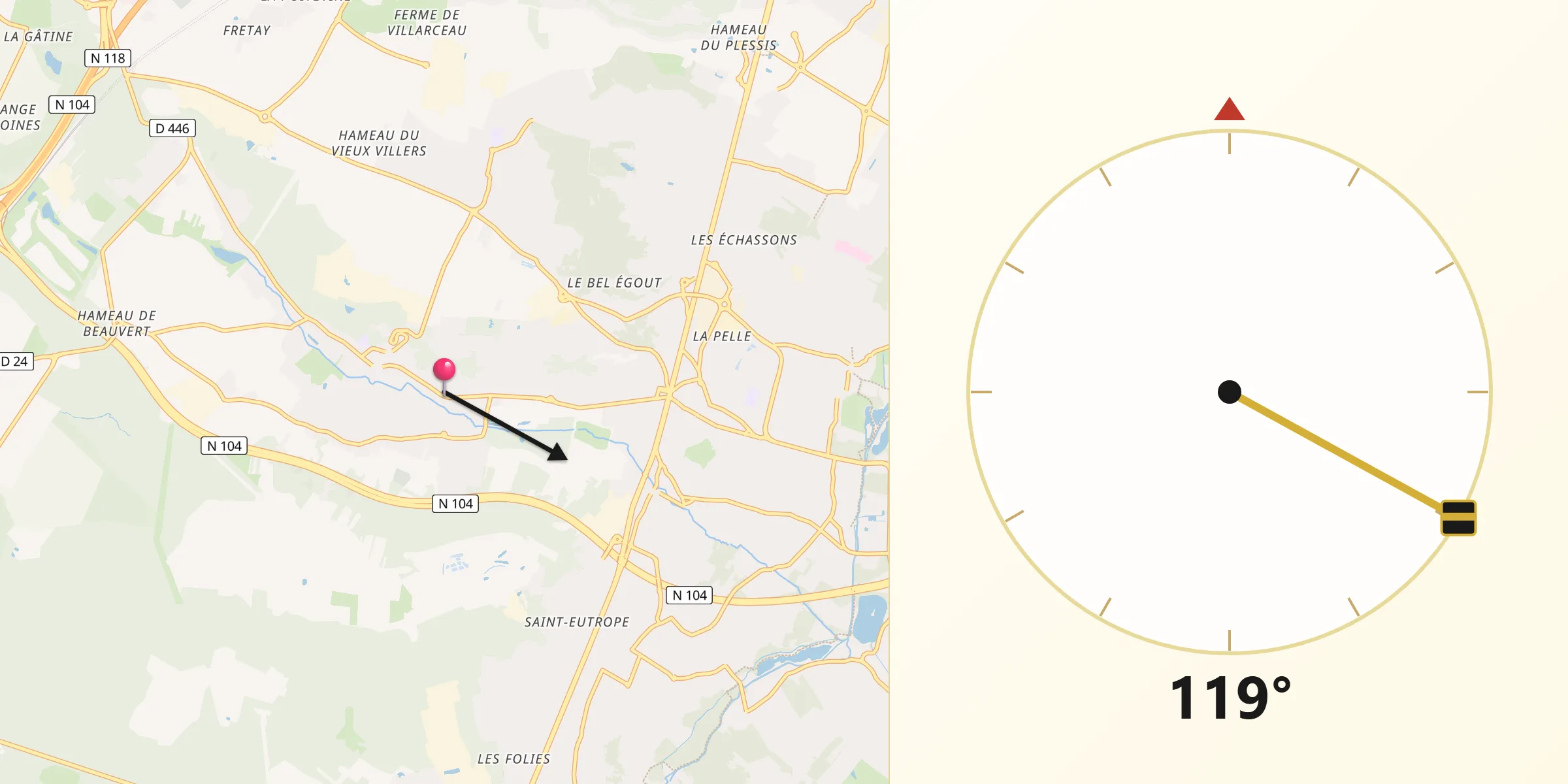 Direction vers la Qibla depuis Marcoussis