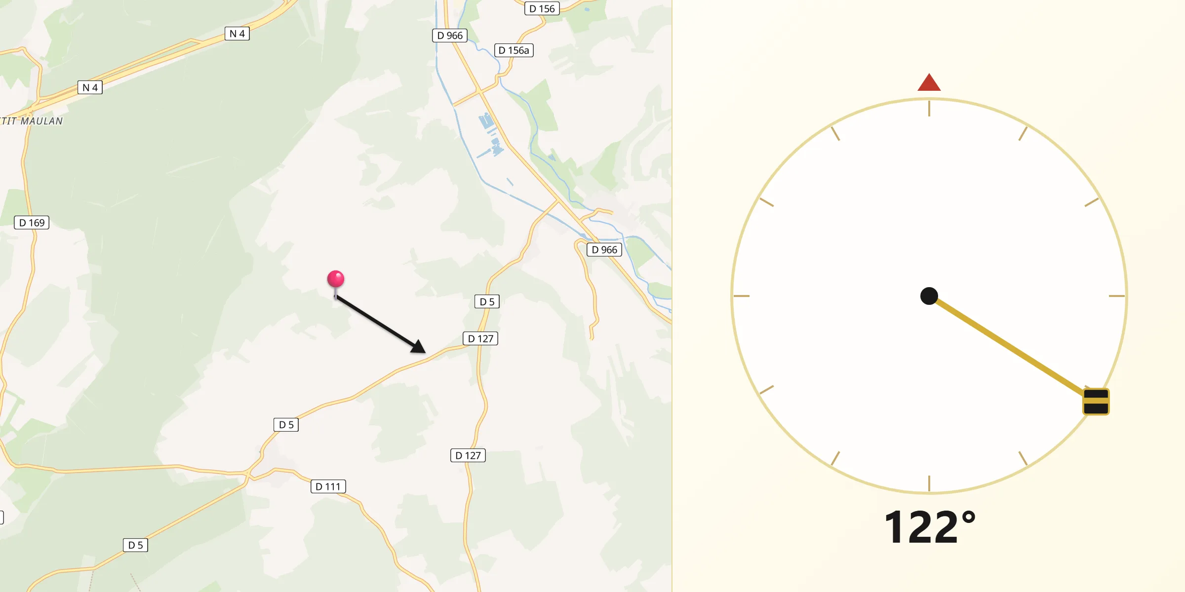Direction vers la Qibla depuis Longeaux