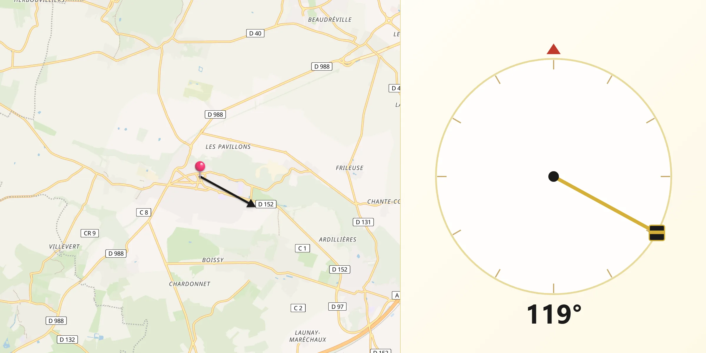Direction vers la Qibla depuis Limours