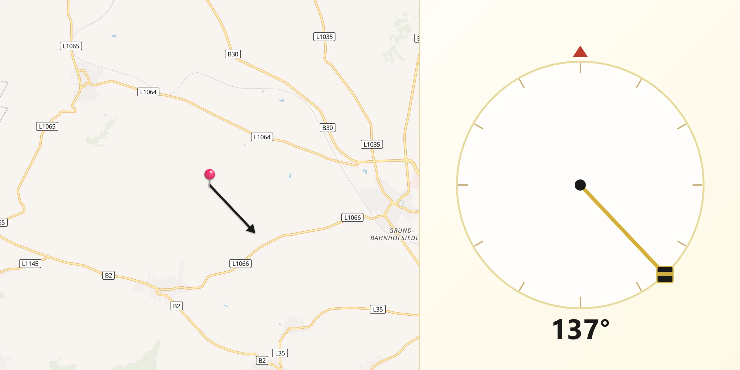 Qibla-Richtung von Politischer Bezirk Hollabrunn