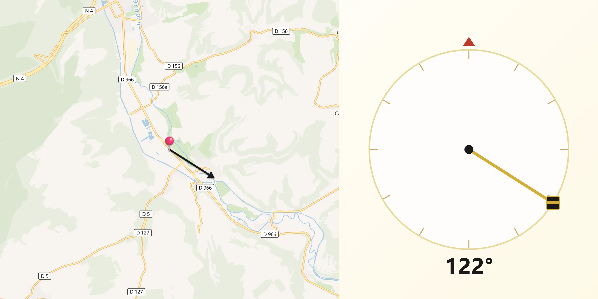 Direction vers la Qibla depuis Menaucourt
