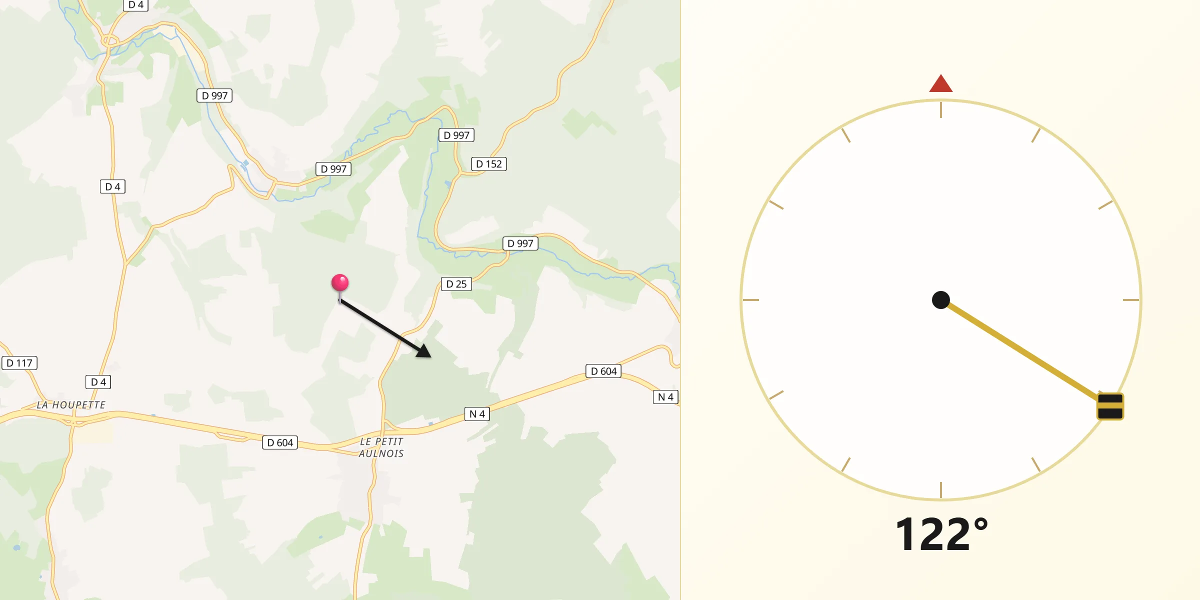 Direction vers la Qibla depuis Lavincourt