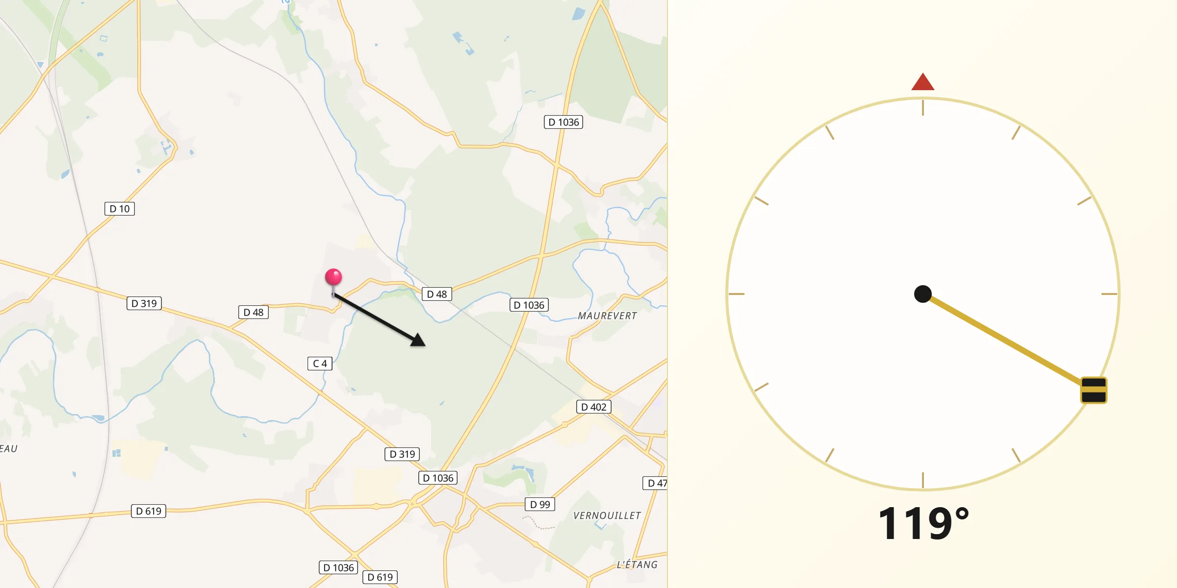 Direction vers la Qibla depuis Ozouer-le-Voulgis
