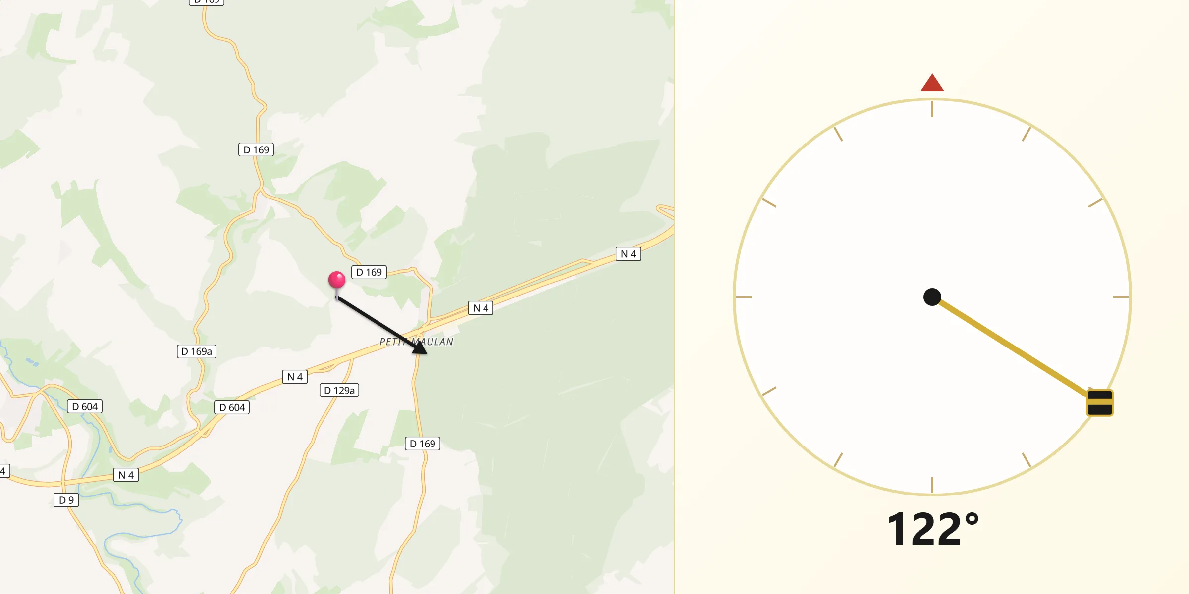 Direction vers la Qibla depuis Maulan