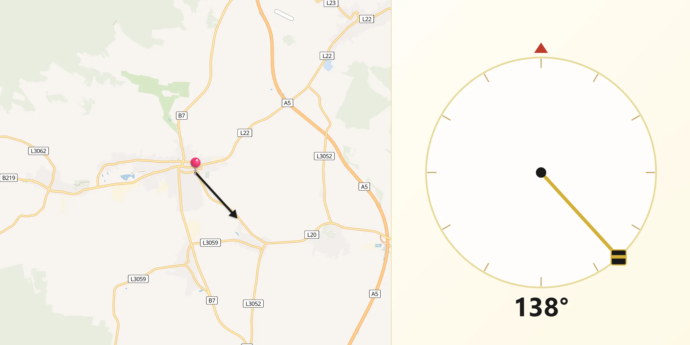 Qibla-Richtung von Poysdorf