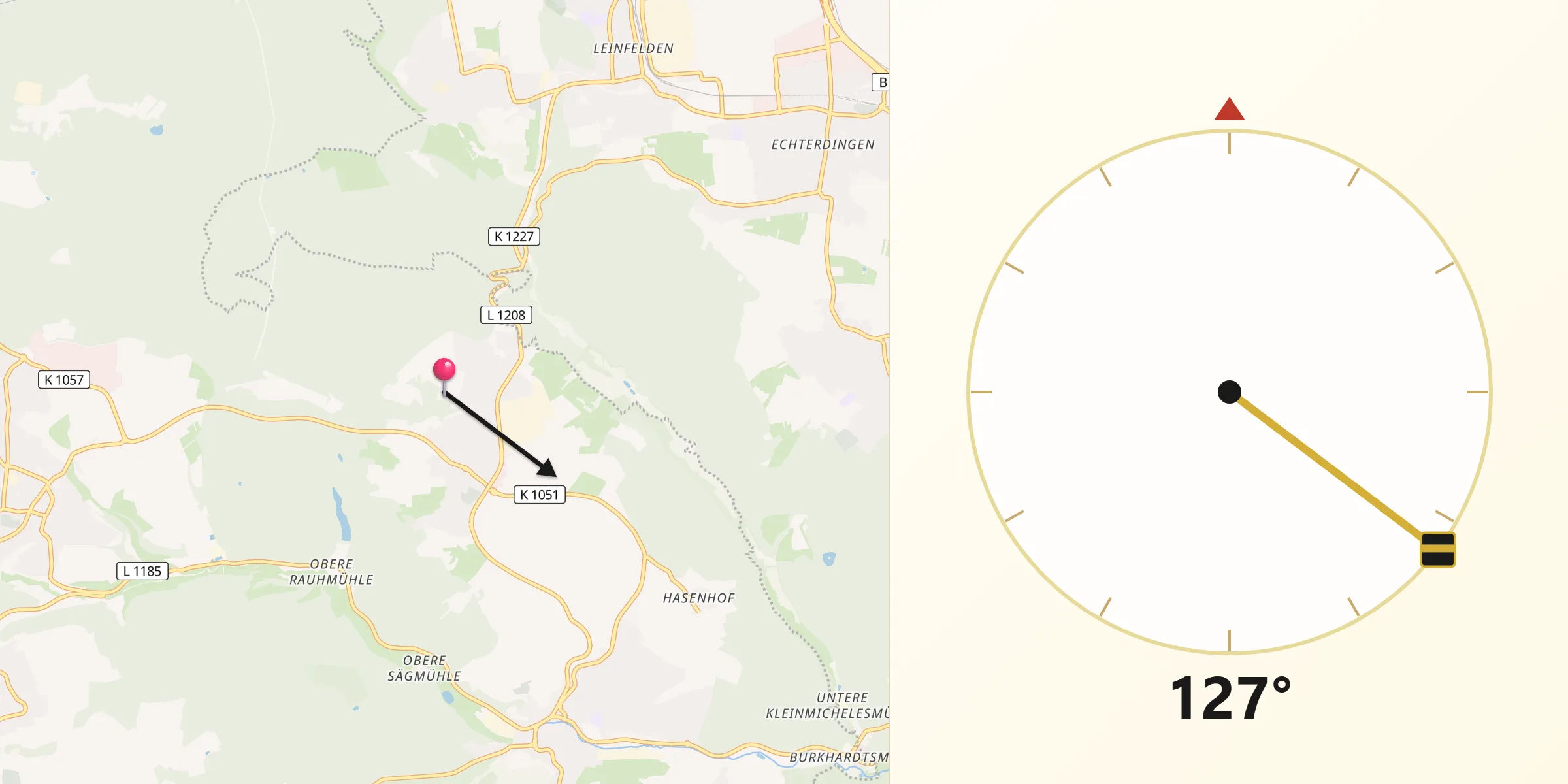 Qibla-Richtung von Steinenbronn