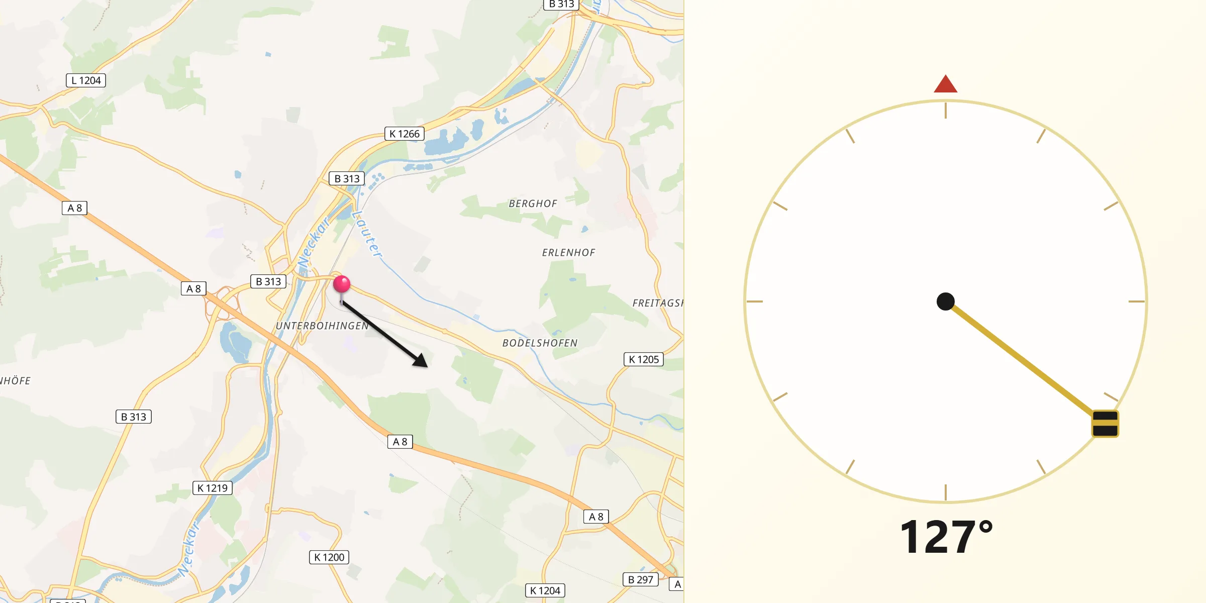 Qibla-Richtung von Wendlingen am Neckar