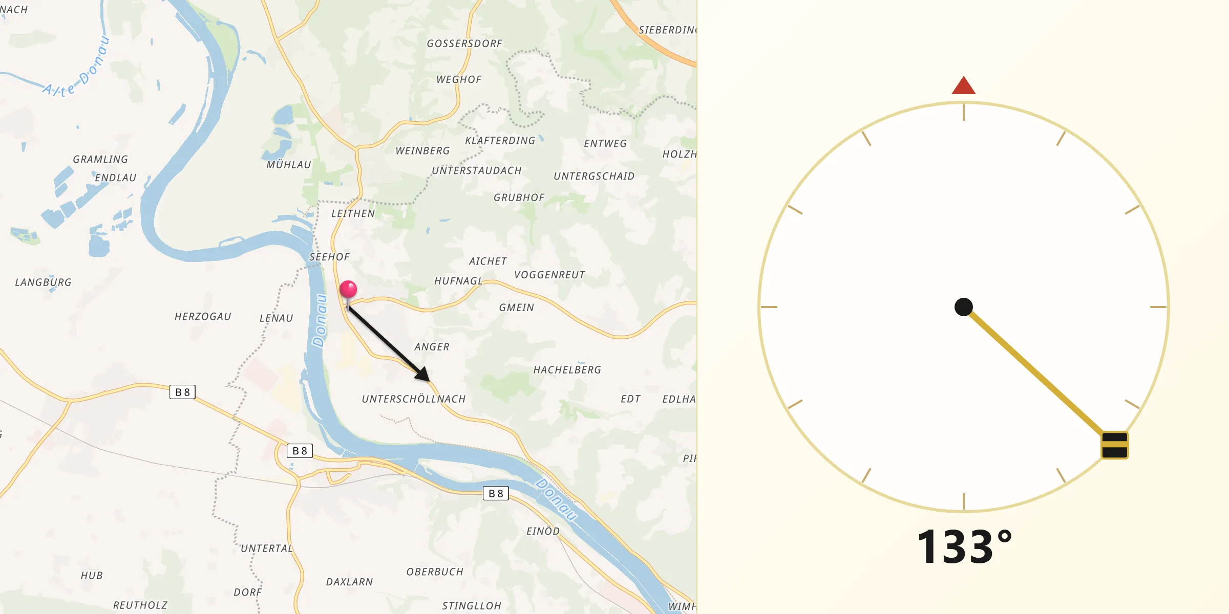 Qibla-Richtung von Hofkirchen