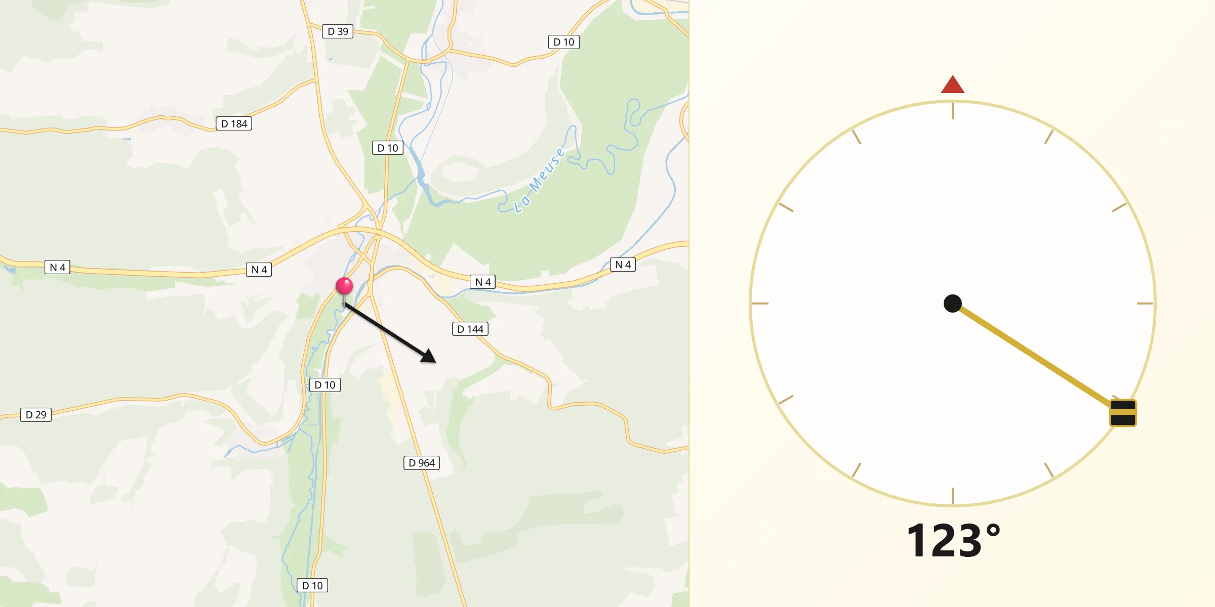 Direction vers la Qibla depuis Void-Vacon