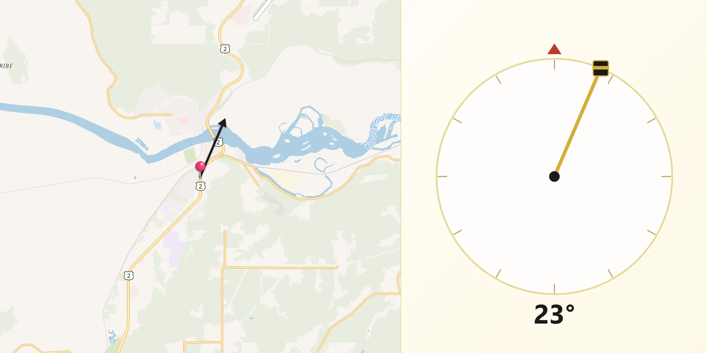 Qibla Direction from Bonners Ferry