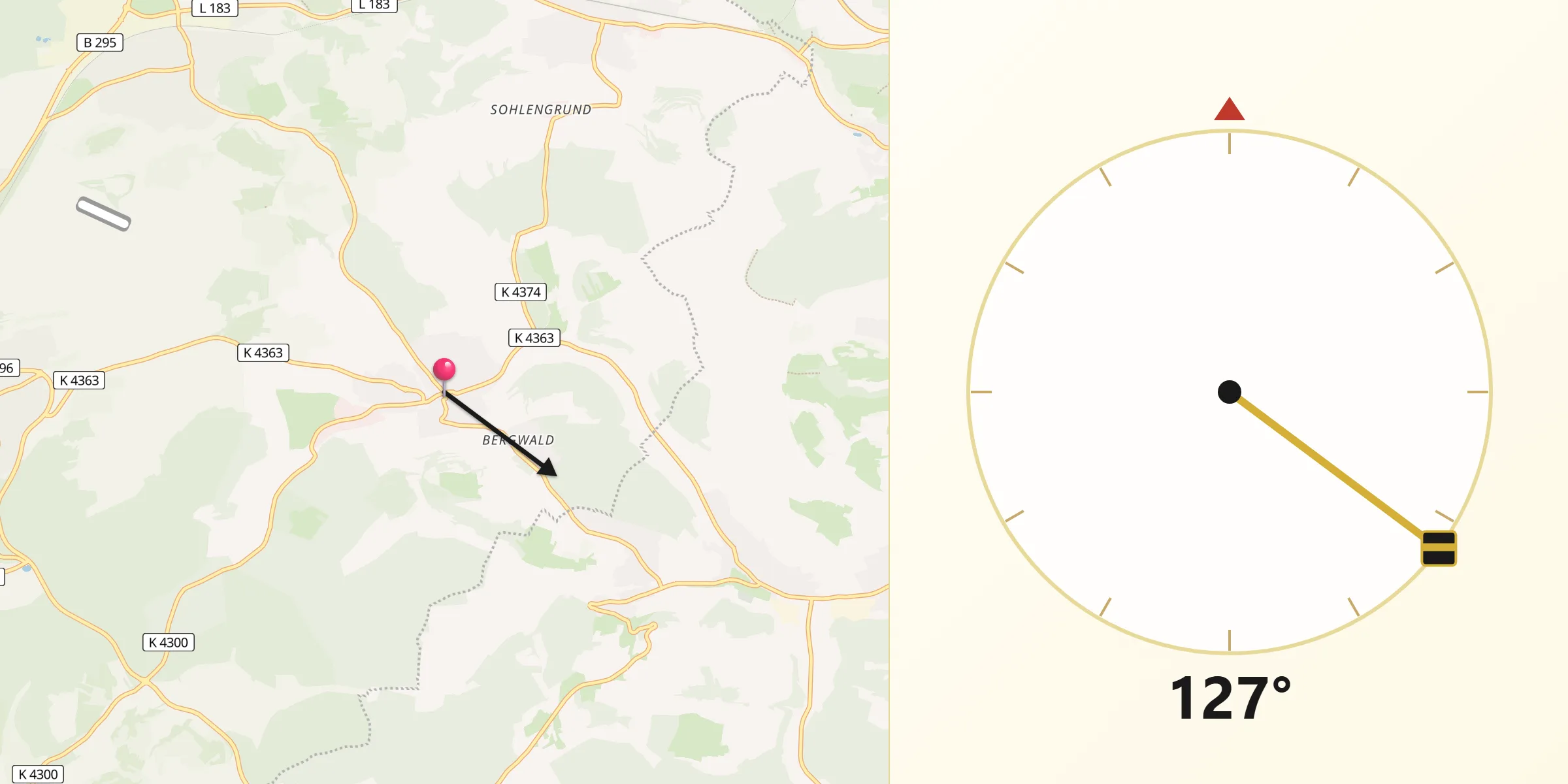 Qibla-Richtung von Gechingen