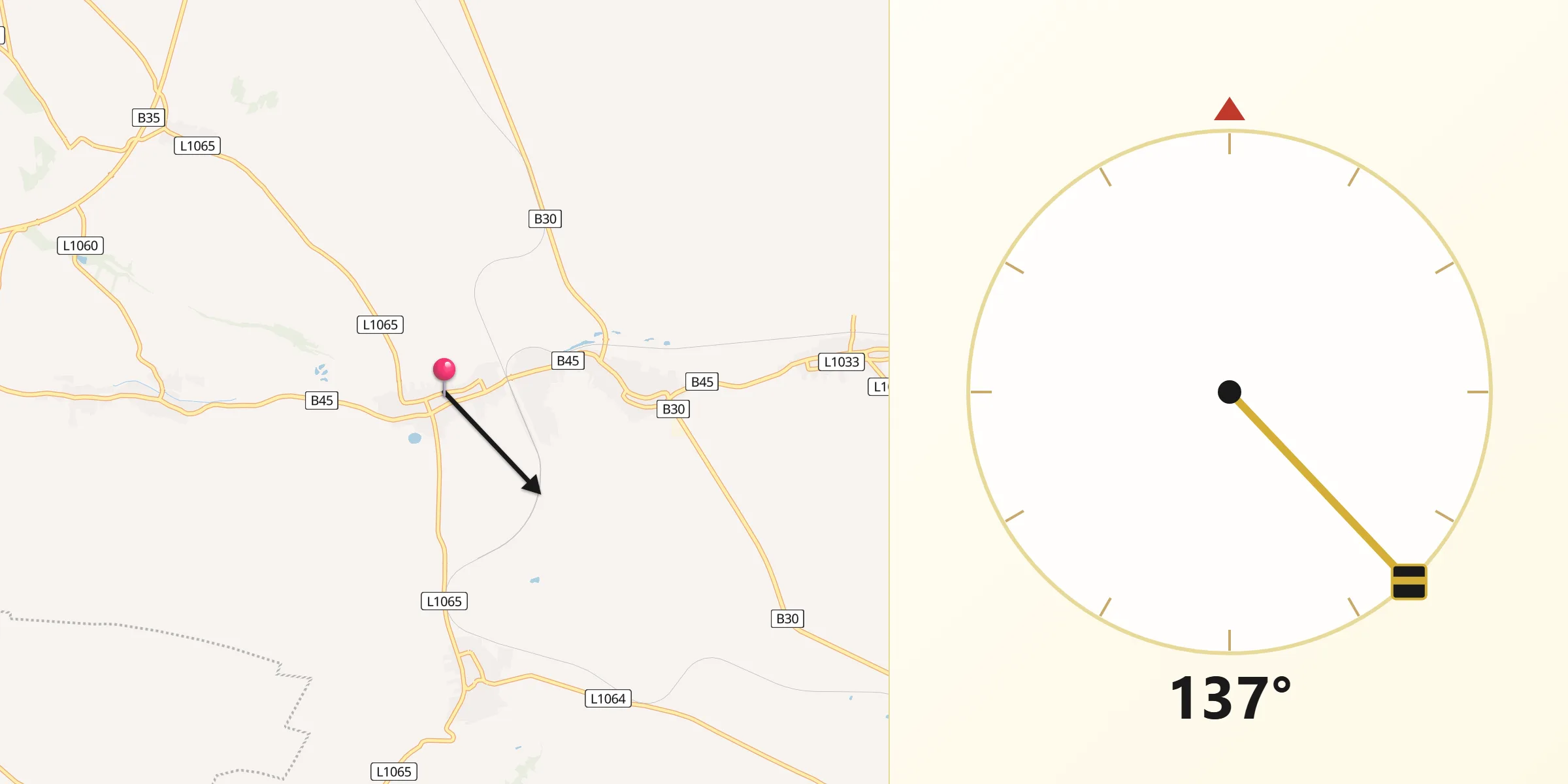 Qibla-Richtung von Zellerndorf