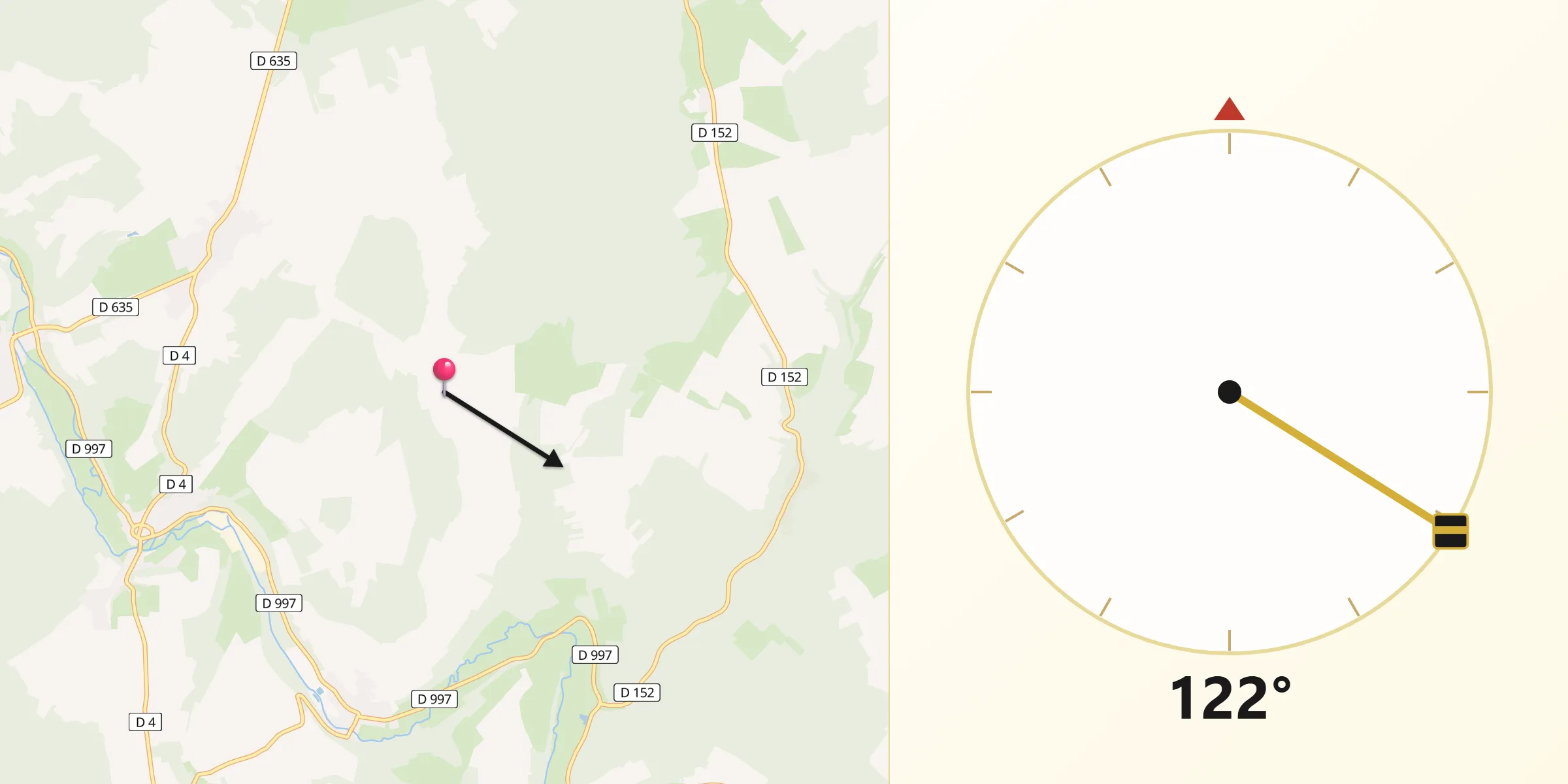 Direction vers la Qibla depuis Montplonne