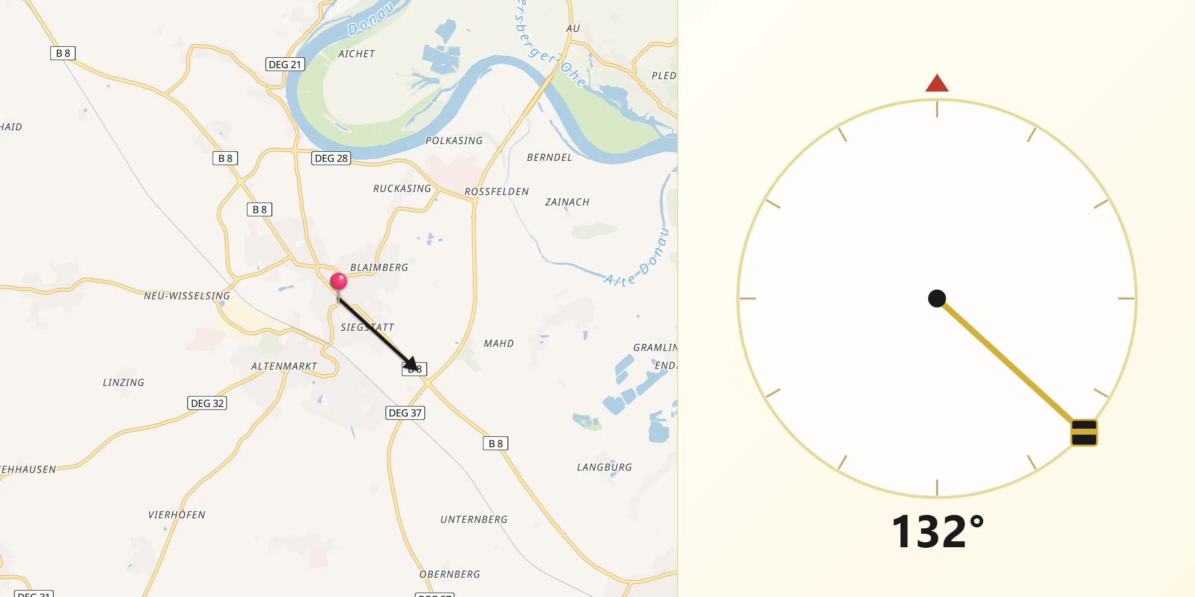 Qibla-Richtung von Osterhofen