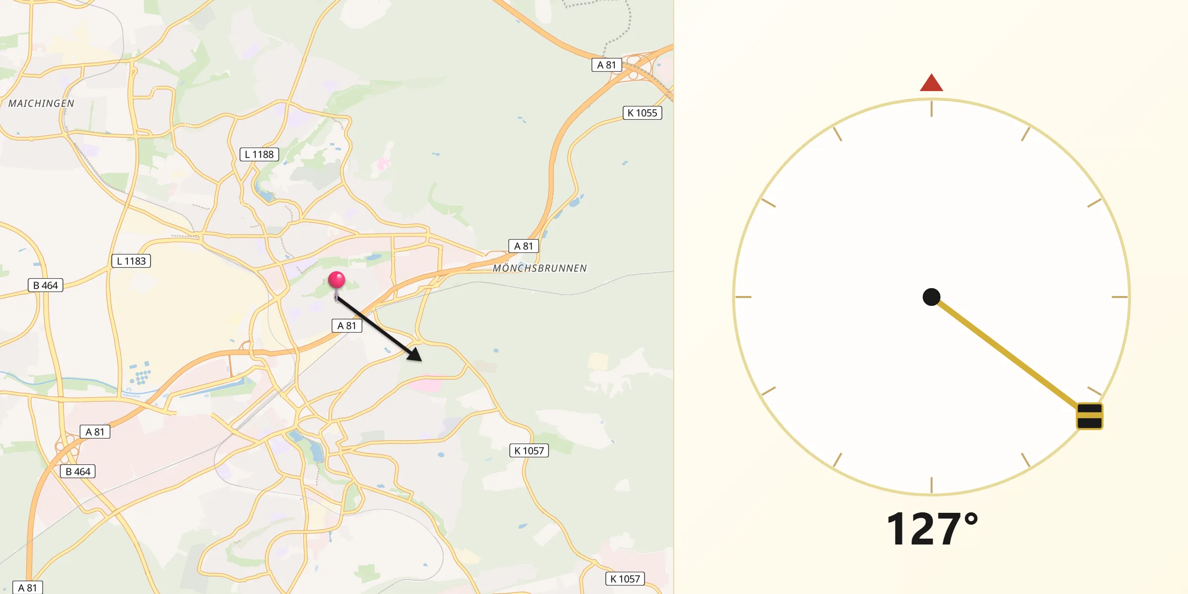 Sindelfingen şehrinden Kıble Yönü