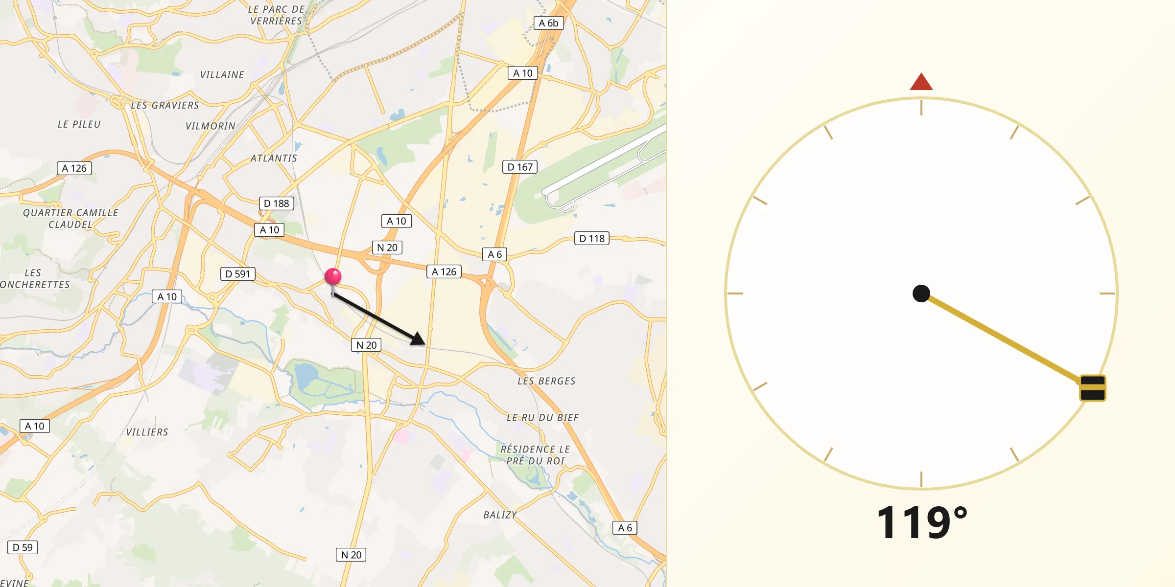 Direction vers la Qibla depuis Champlan