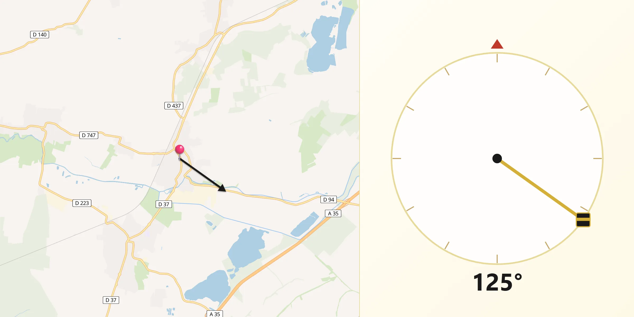 Direction vers la Qibla depuis Weyersheim