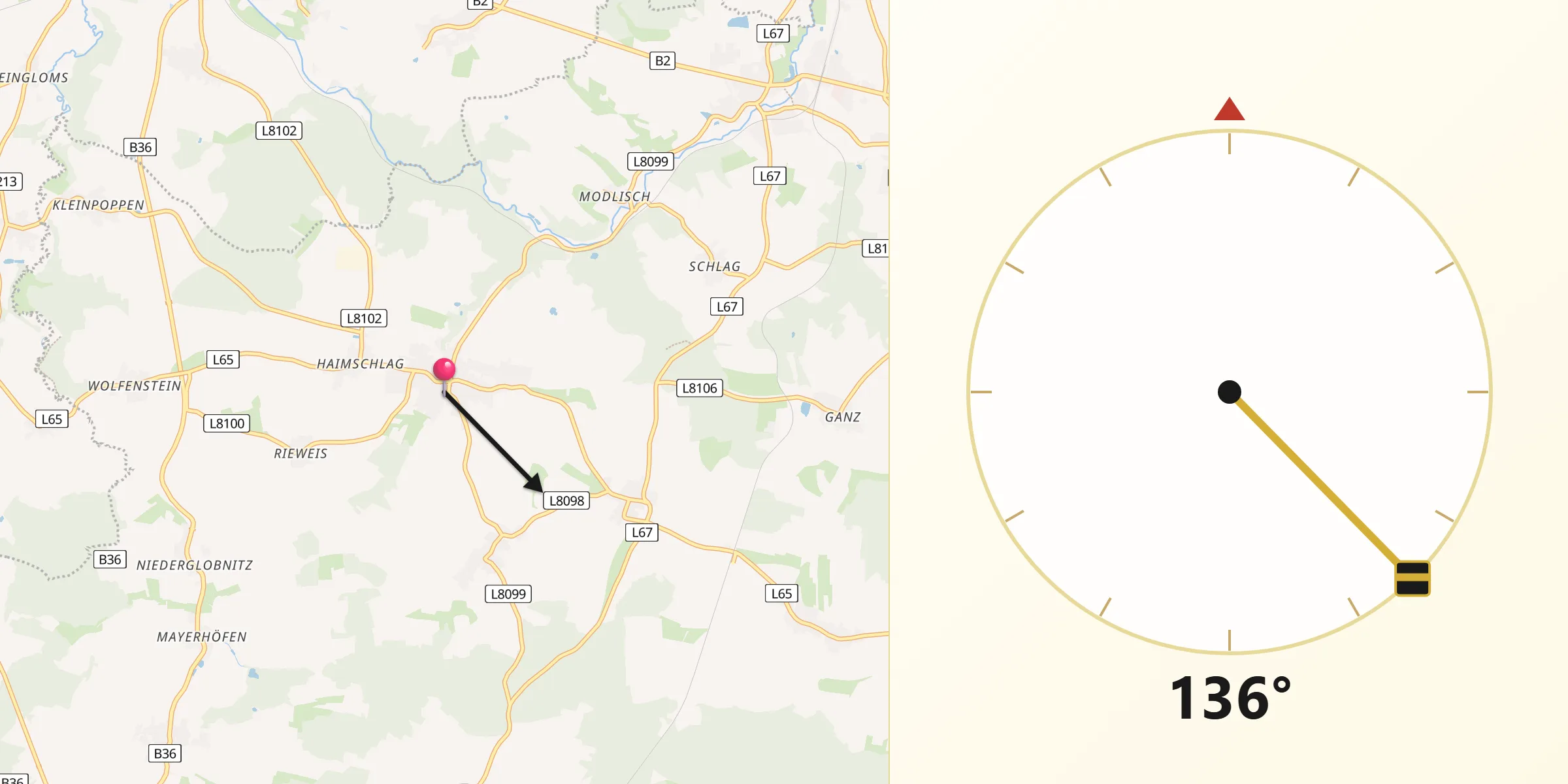 Qibla-Richtung von Echsenbach