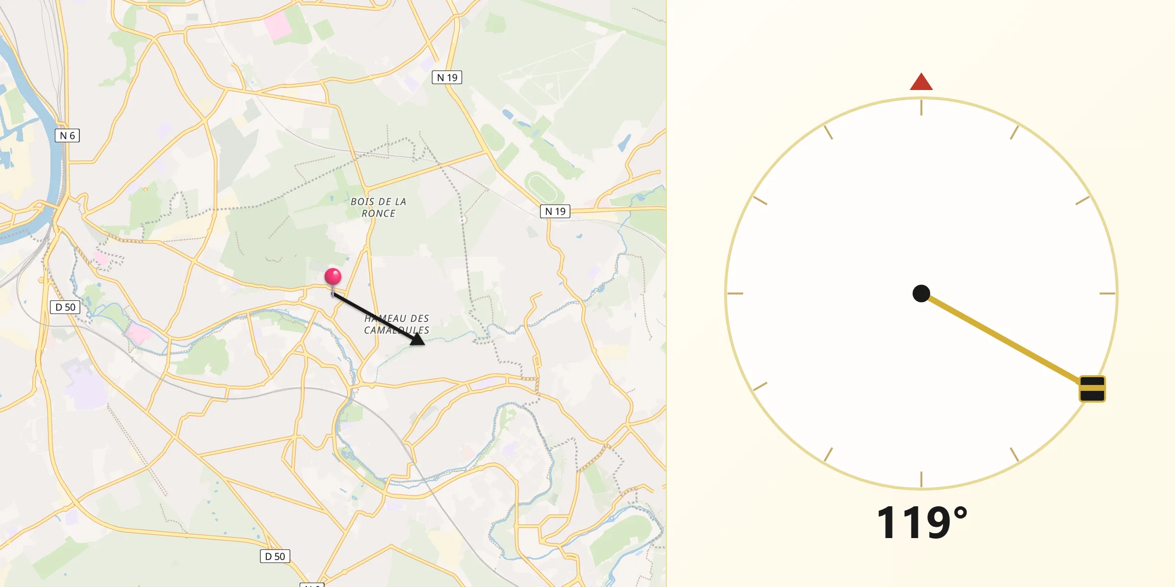 Direction vers la Qibla depuis Yerres